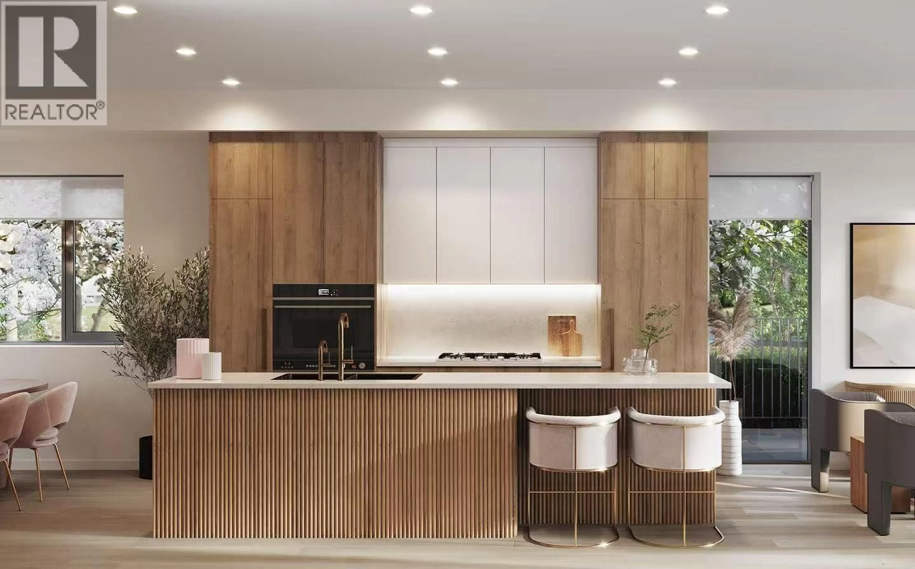 Contemporary kitchen, wood/laminate floor for 204 - 6818 ASH STREET, Vancouver British Columbia V6P3K4