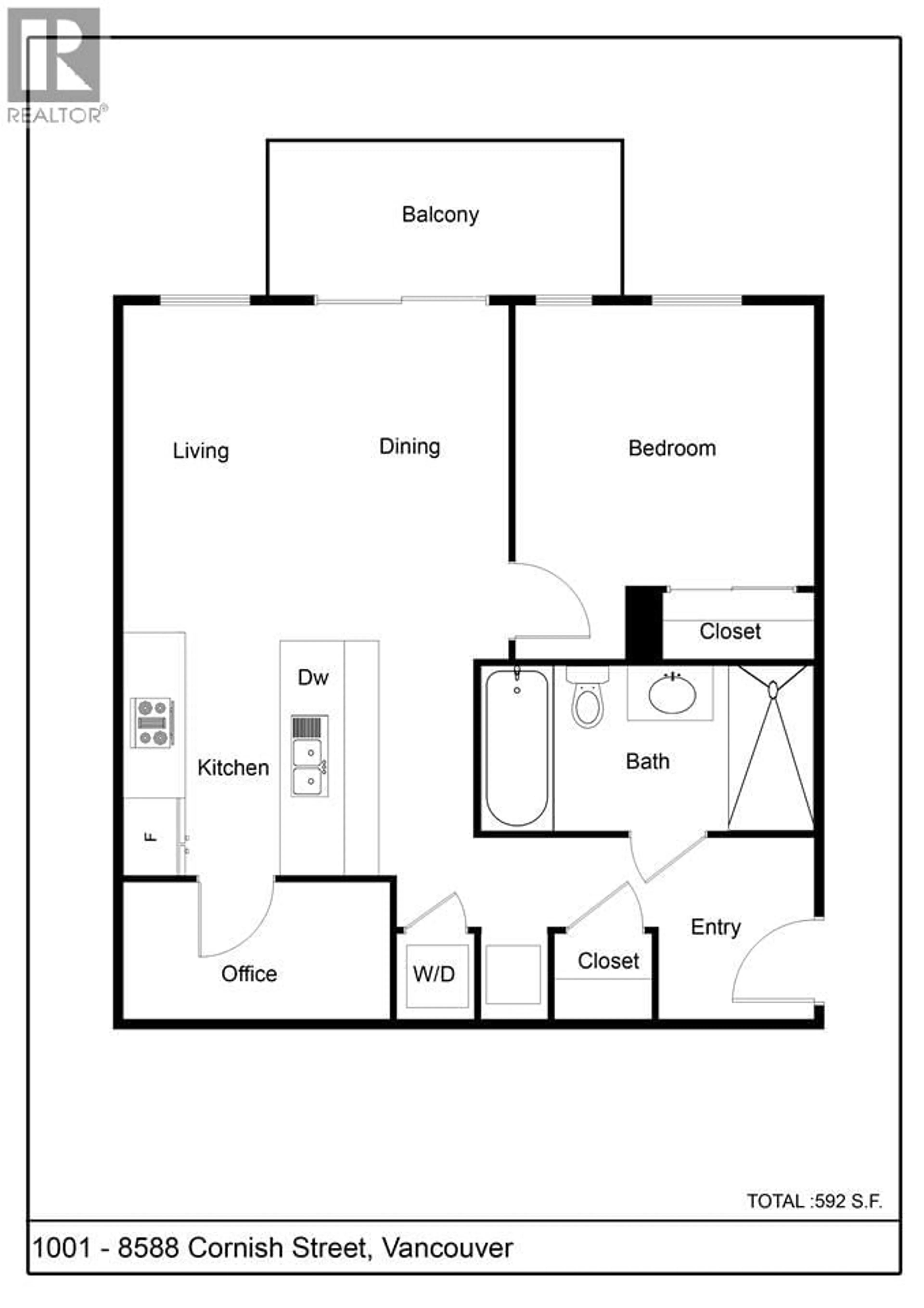Floor plan for 1001 - 8588 CORNISH STREET, Vancouver British Columbia V6P0C1