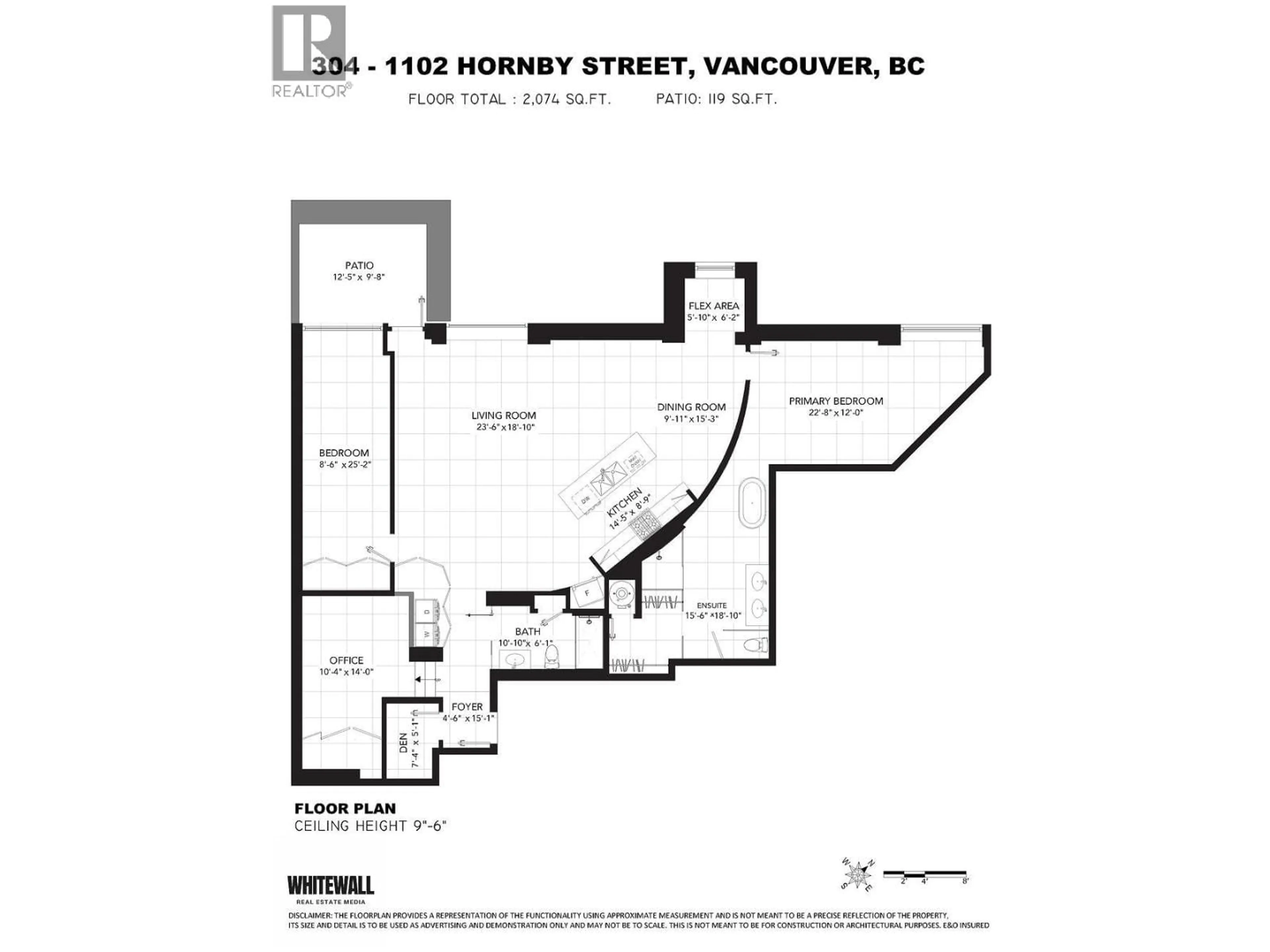 Floor plan for 304 - 1102 HORNBY STREET, Vancouver British Columbia V6Z1V8