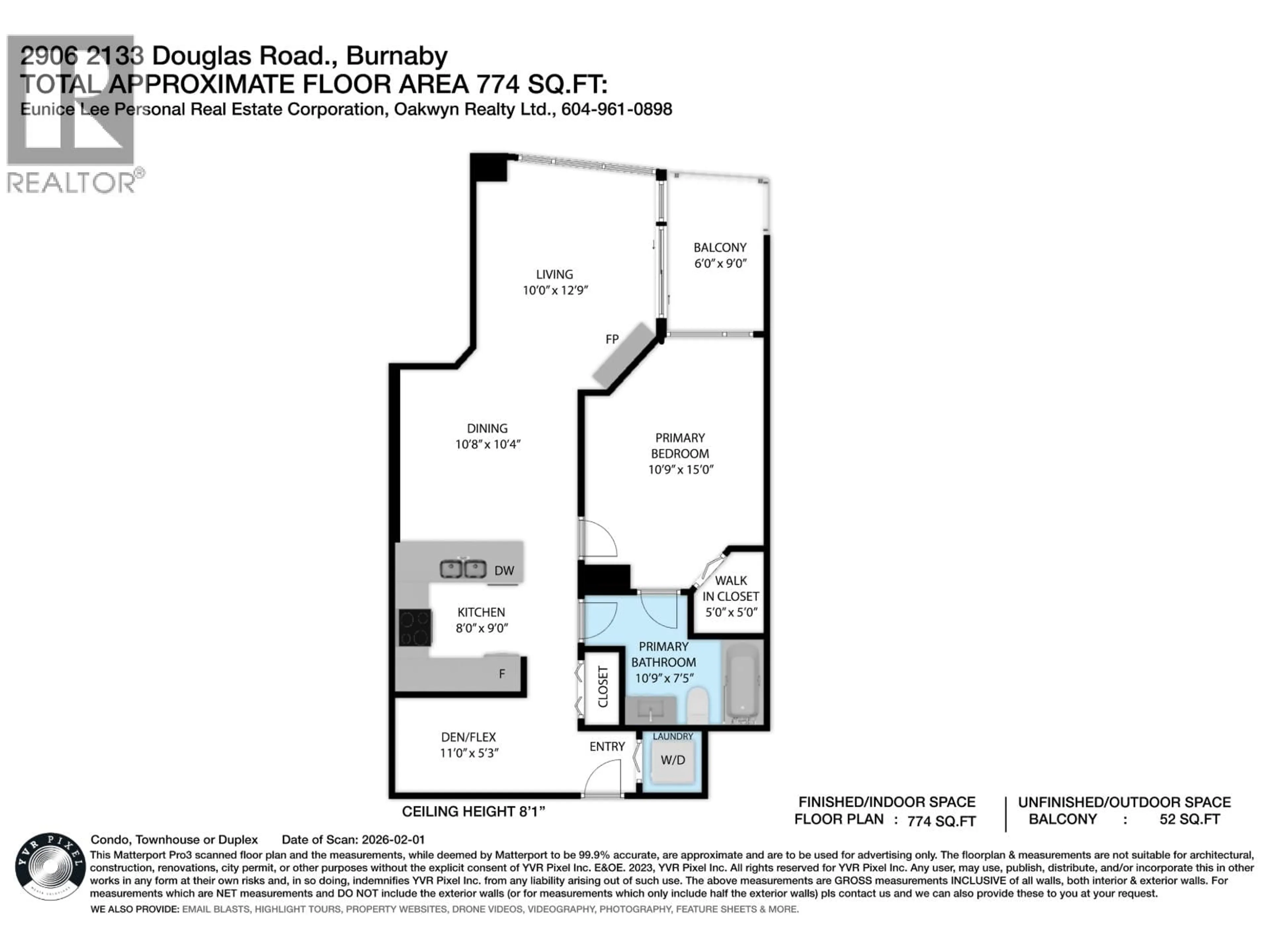 Floor plan for 2906 - 2133 DOUGLAS ROAD, Burnaby British Columbia V5C0E9