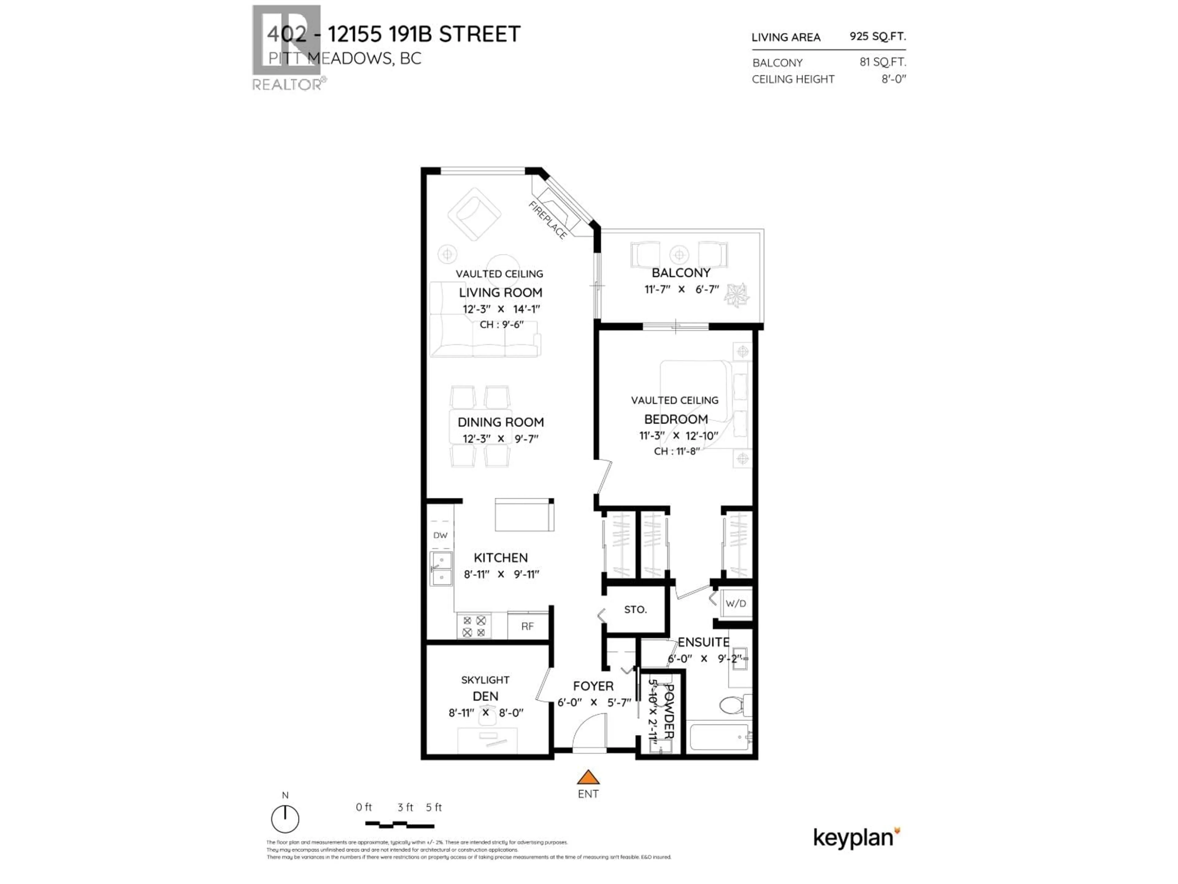 Floor plan for 402 - 12155 191B STREET, Pitt Meadows British Columbia V3Y2S2