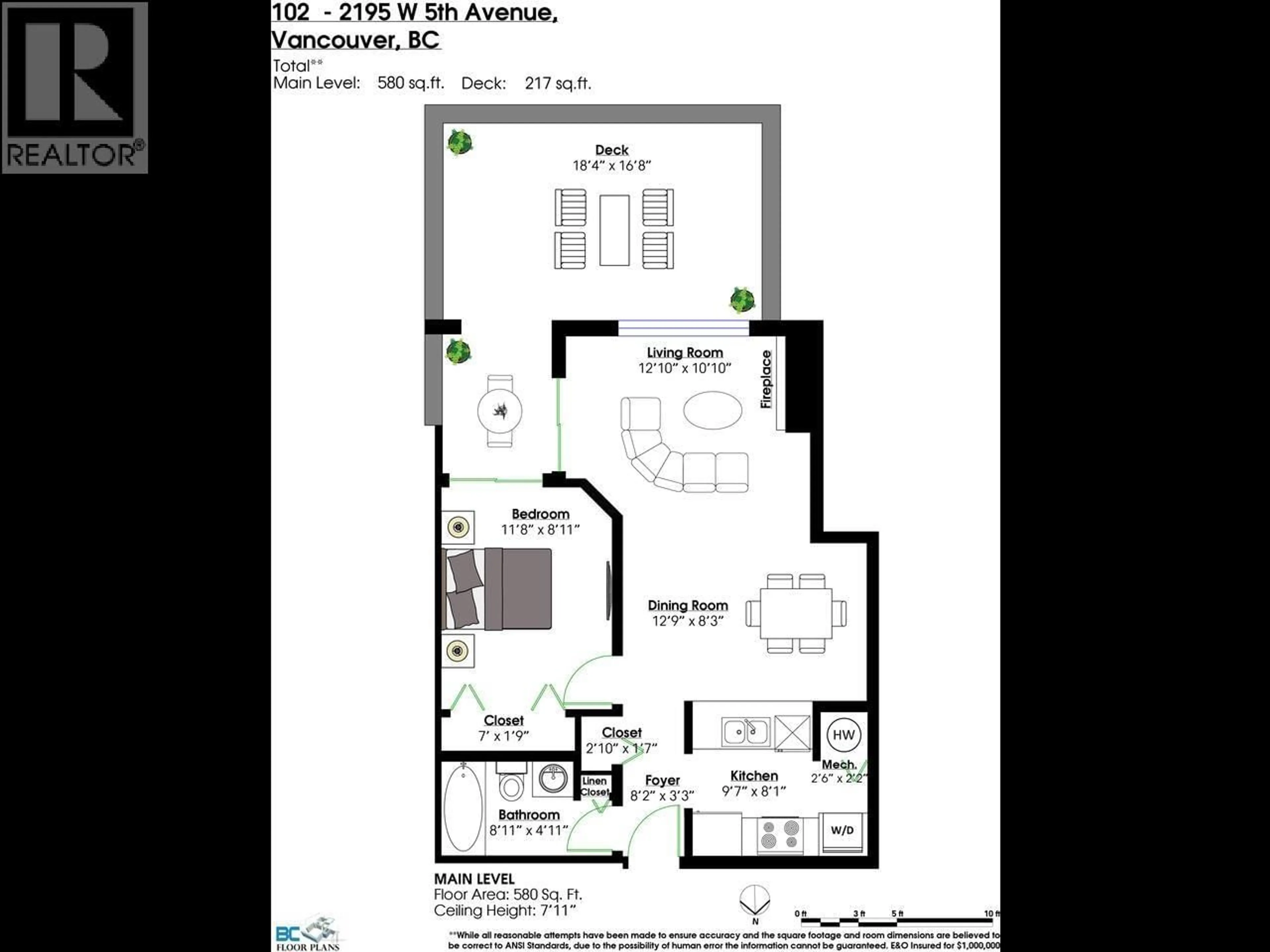 Floor plan for 102 - 2195 5TH AVENUE, Vancouver British Columbia V6K1S1