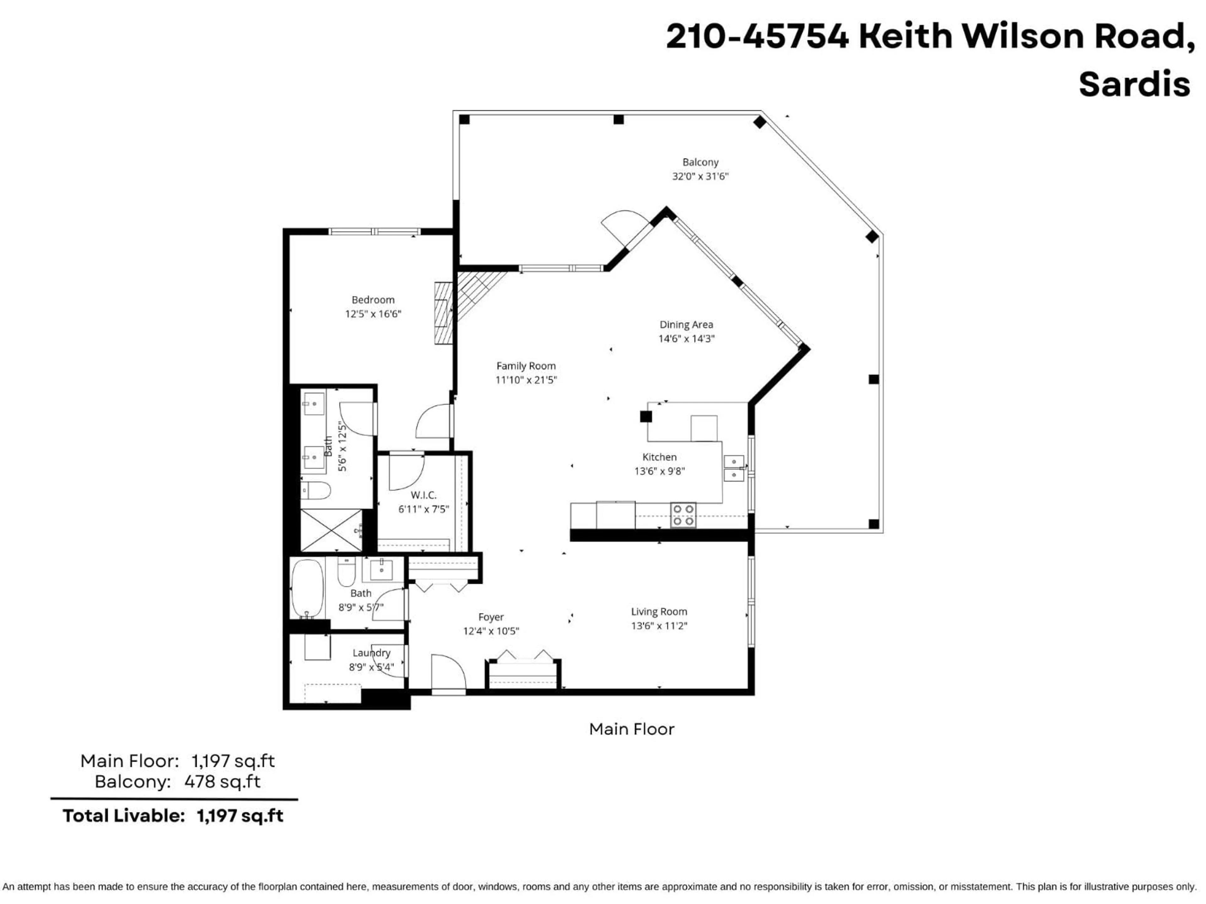 Floor plan for 210 - 45754 KEITH WILSON ROAD, Chilliwack British Columbia V2R6A9