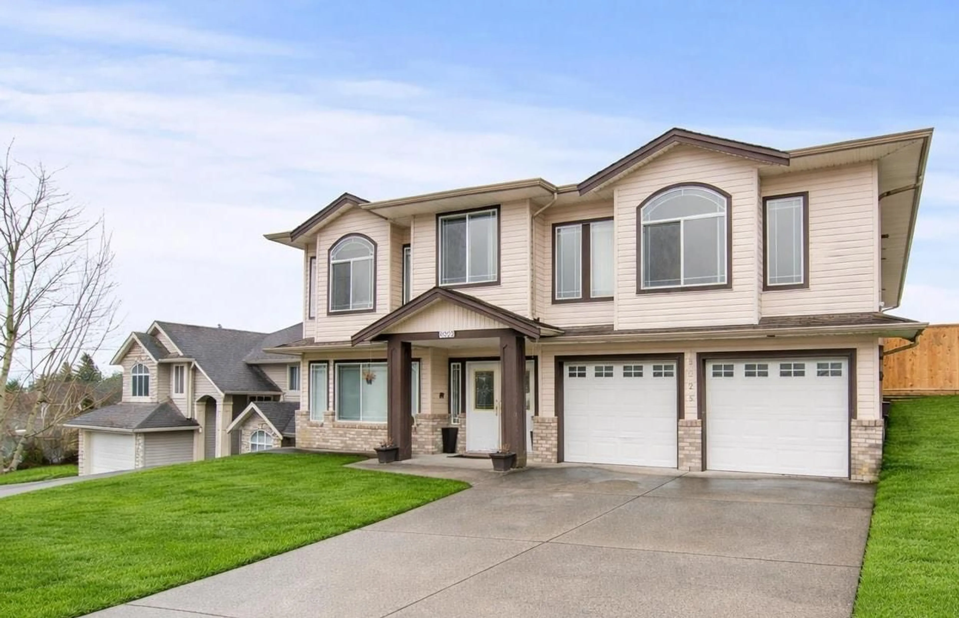 Home with vinyl exterior material, street for 8025 D'HERBOMEZ DRIVE, Mission British Columbia V2V7B7