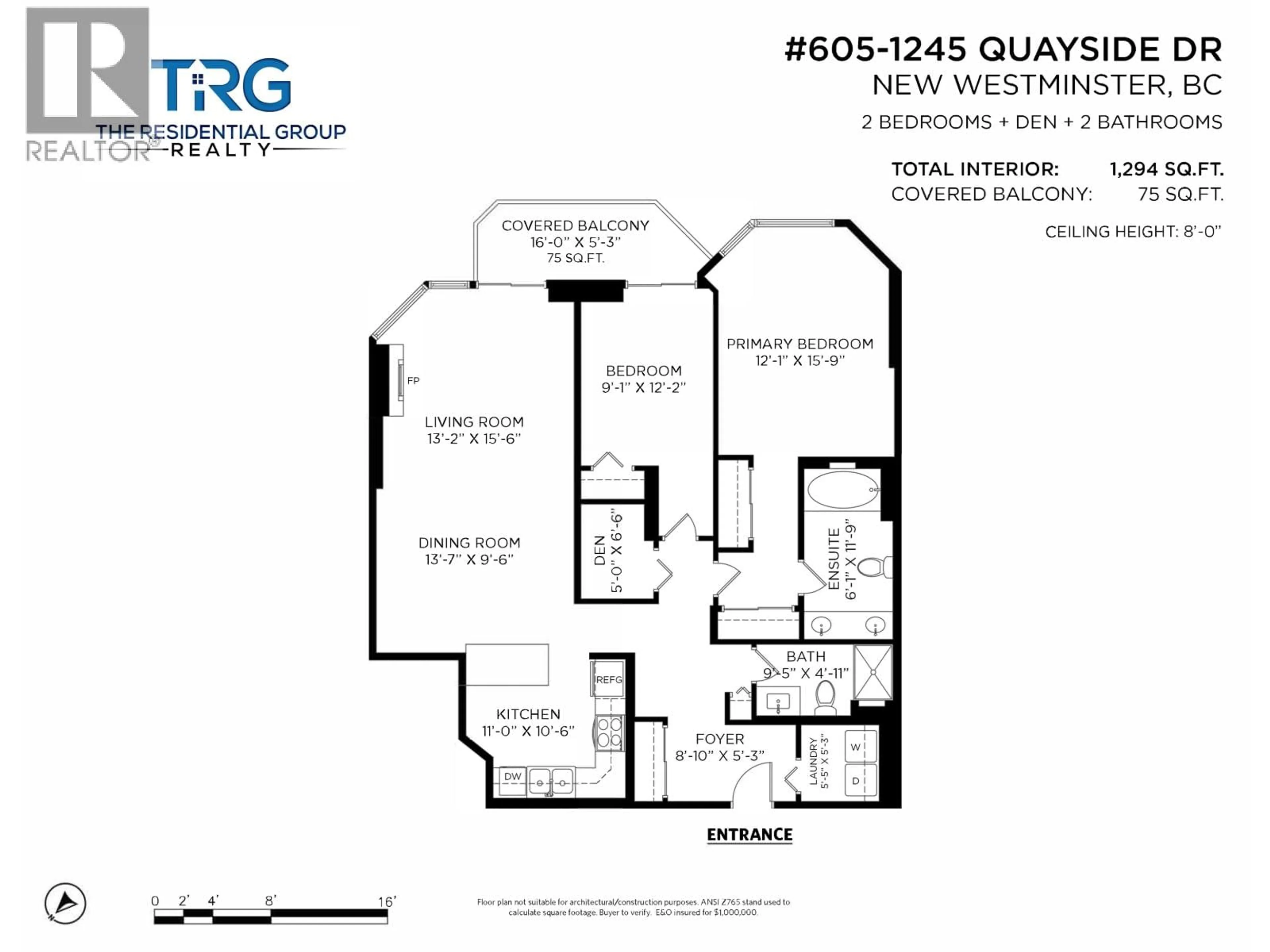 Floor plan for 605 - 1245 QUAYSIDE DRIVE, New Westminster British Columbia V3M6J6