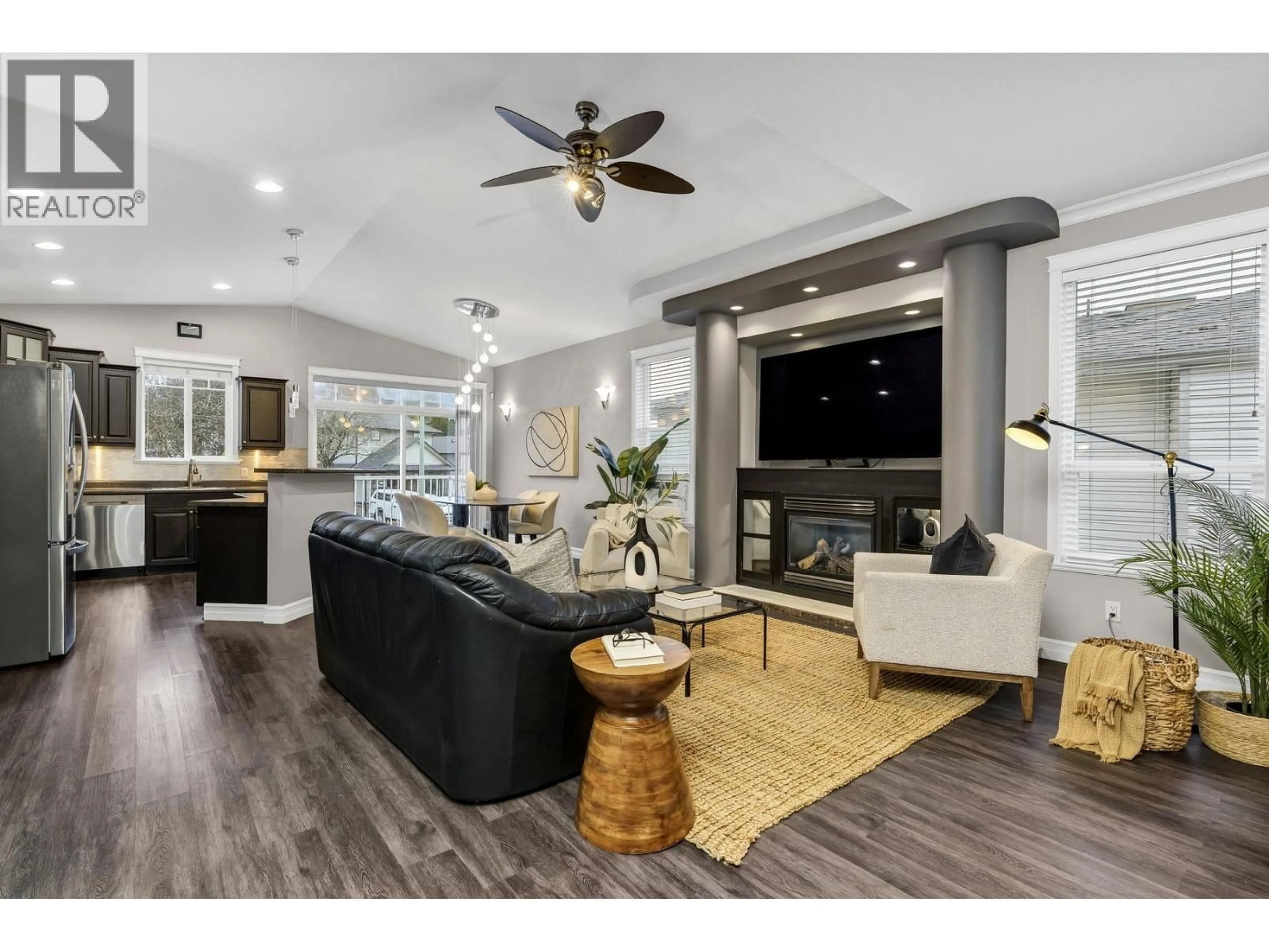 Living room with furniture, wood/laminate floor for 3028 QUADRA COURT, Coquitlam British Columbia V3B5X6