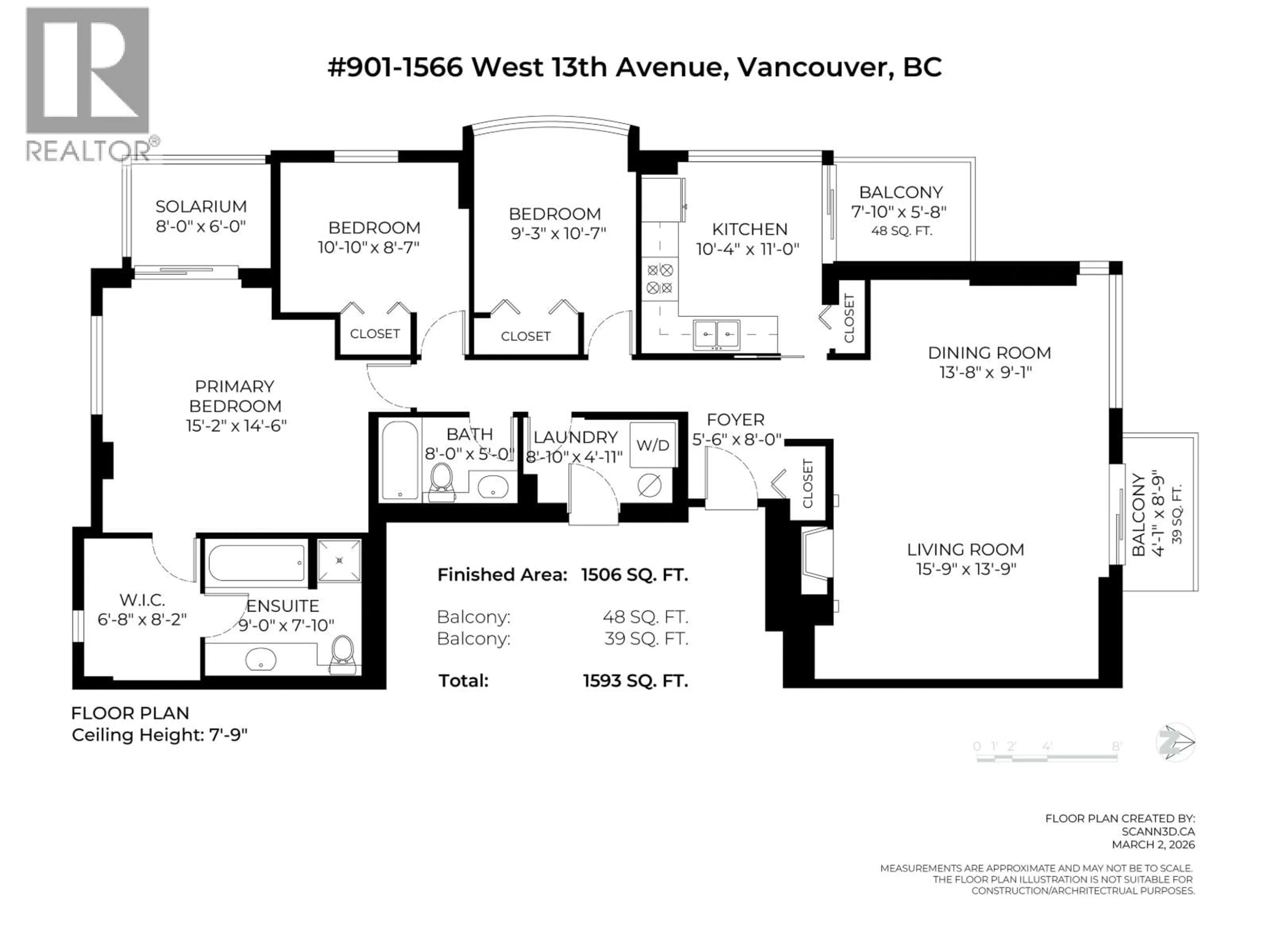 Floor plan for 901 - 1566 13TH AVENUE, Vancouver British Columbia V6J2G4