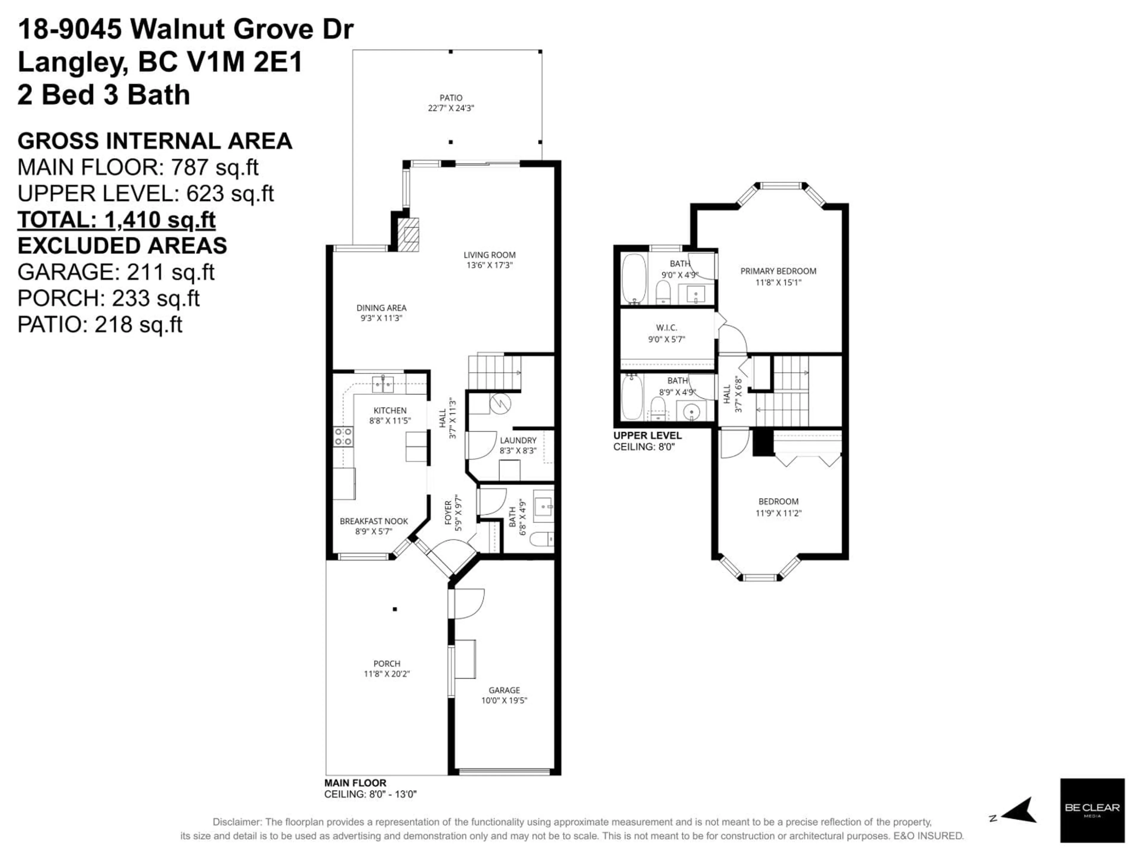 Floor plan for 18 - 9045 WALNUT GROVE DRIVE, Langley British Columbia V1M2E1