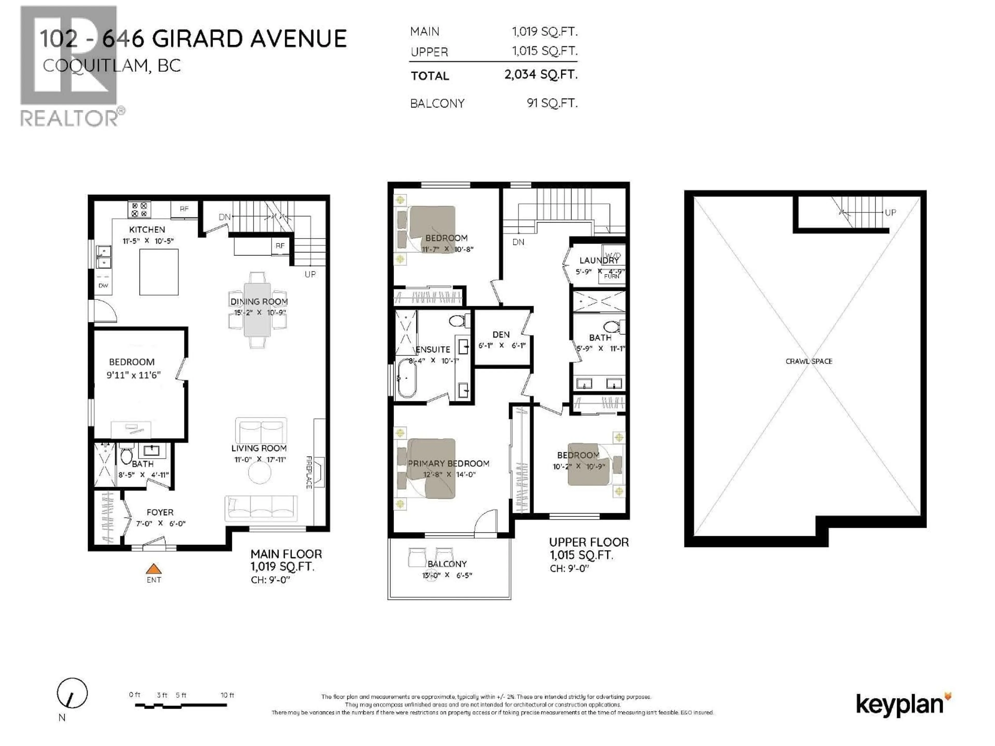 Floor plan for 102 - 646 GIRARD AVENUE, Coquitlam British Columbia V3K1S8