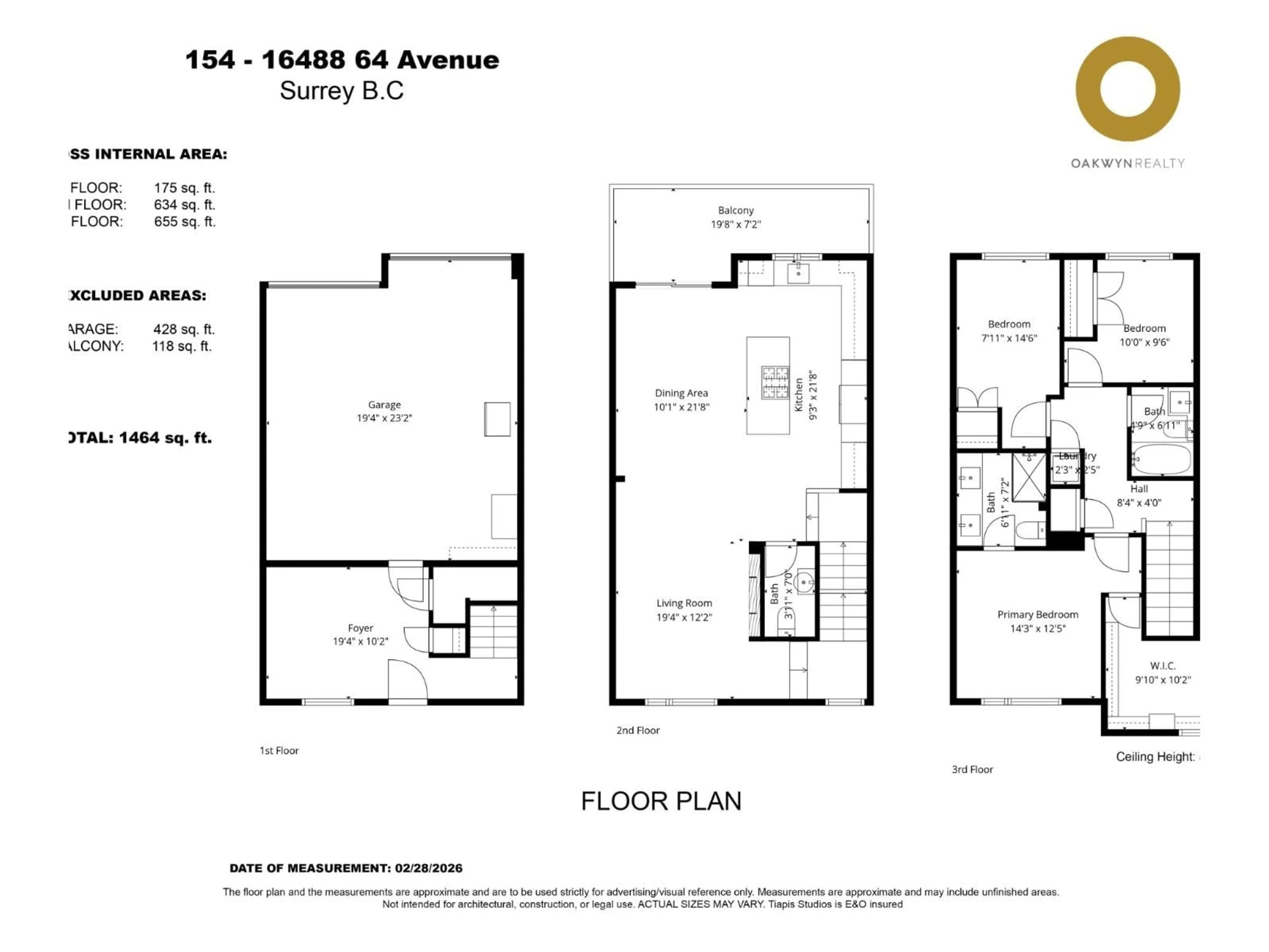 Floor plan for 154 - 16488 64 AVENUE, Surrey British Columbia V3S6X6