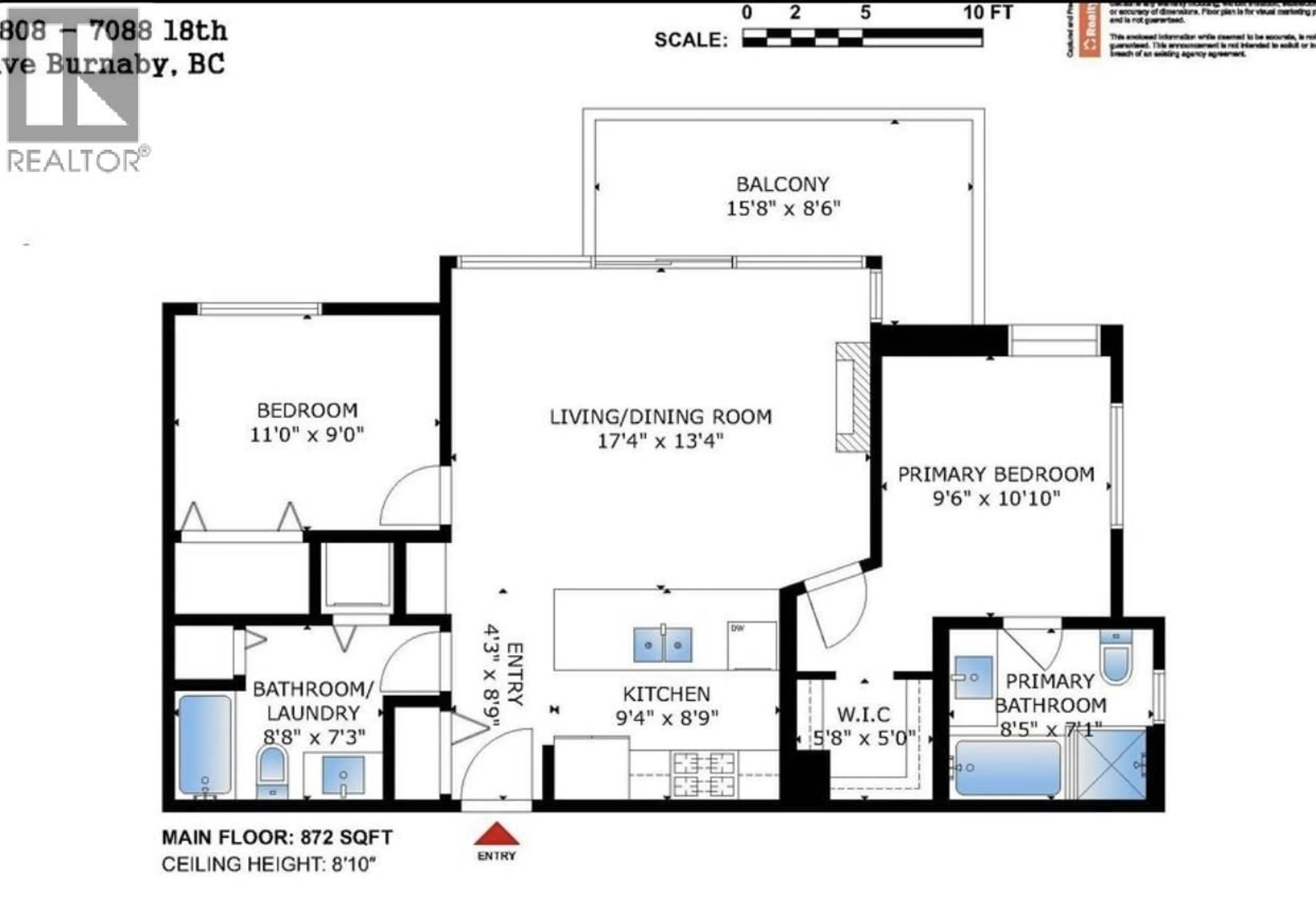 Floor plan for 2808 - 7088 18TH AVENUE, Burnaby British Columbia V3N0A2