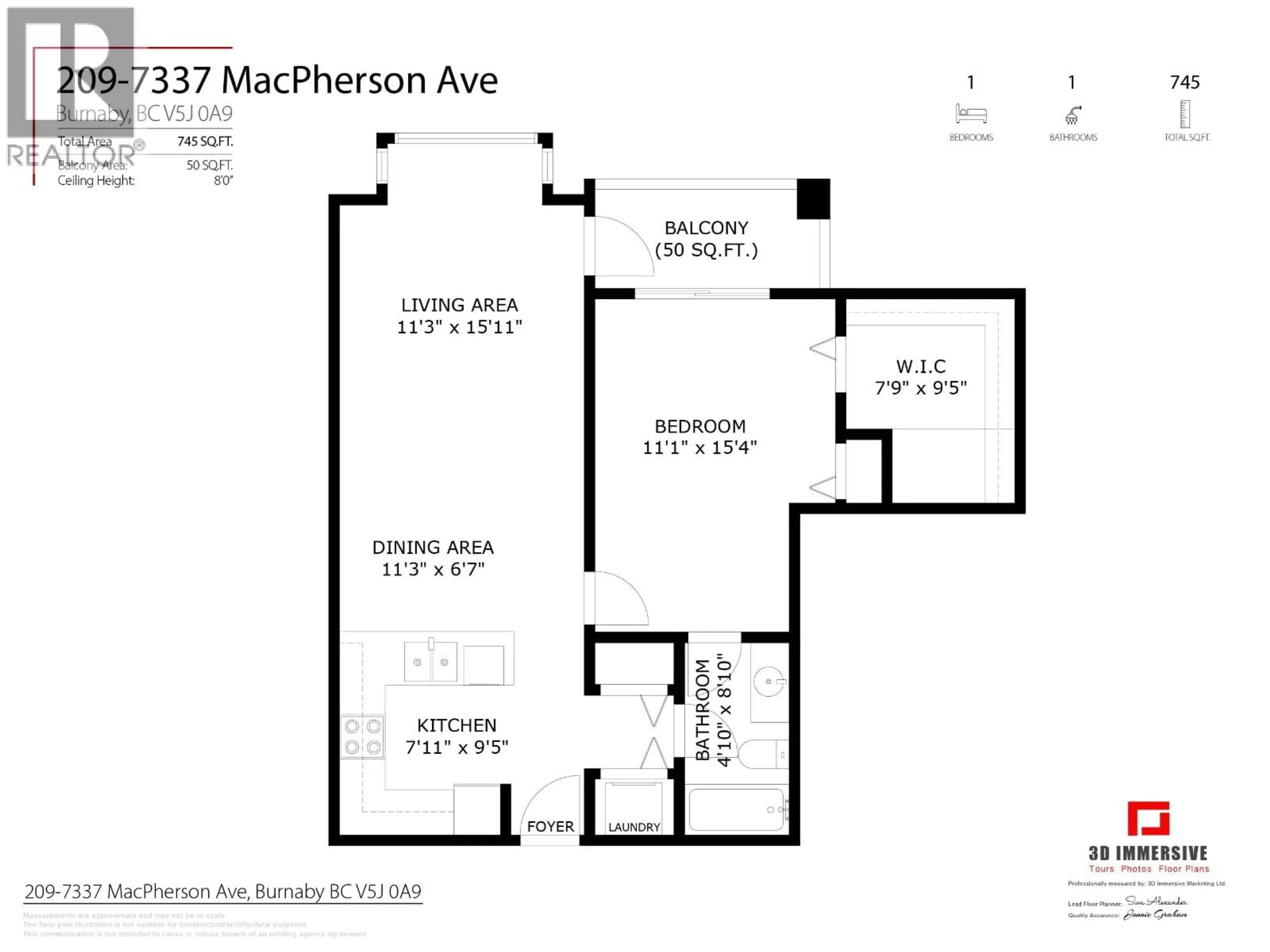 Floor plan for 209 - 7337 MACPHERSON AVENUE, Burnaby British Columbia V5J0A9
