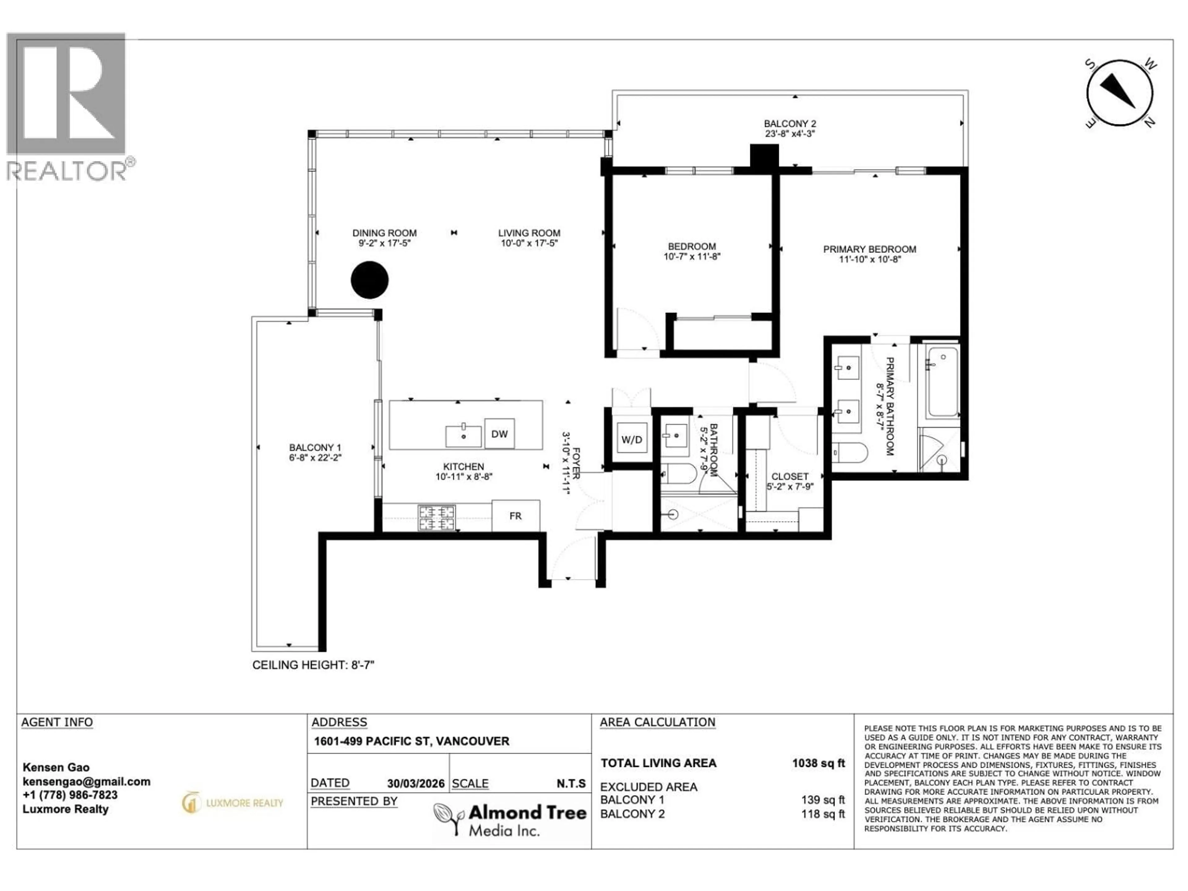 Floor plan for 1601 - 499 PACIFIC STREET, Vancouver British Columbia V6B0N4