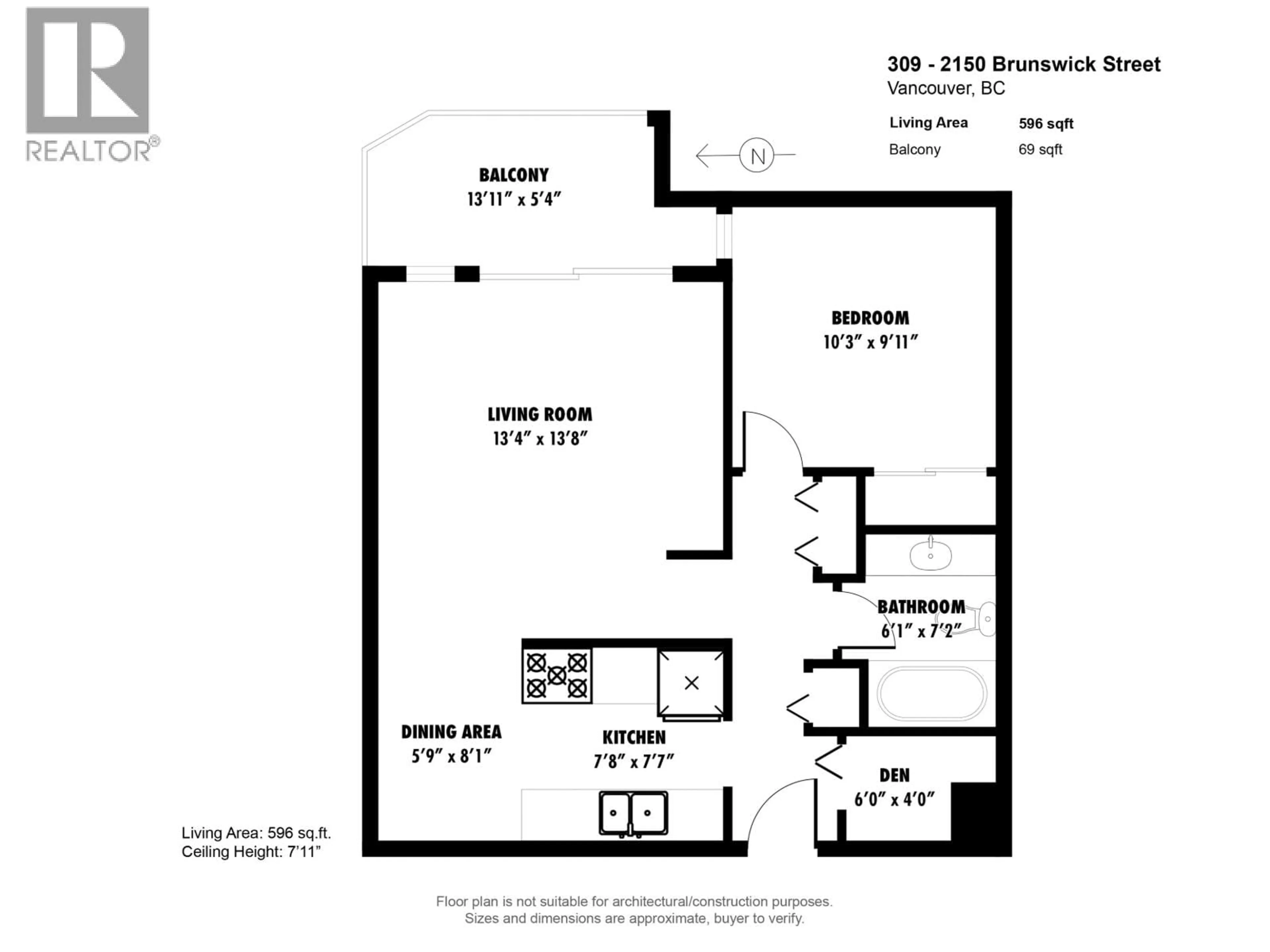 Floor plan for 309 - 2150 BRUNSWICK STREET, Vancouver British Columbia V5T3L5