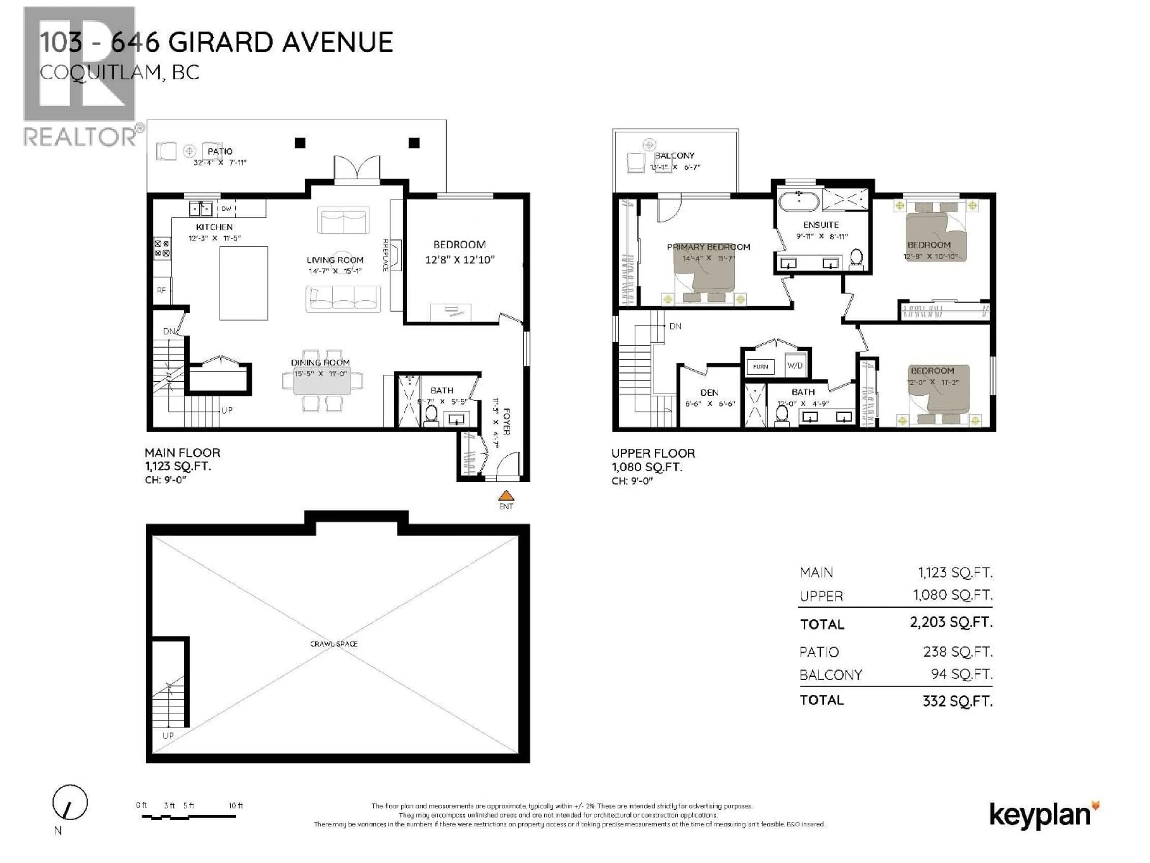 Floor plan for 103 - 646 GIRARD AVENUE, Coquitlam British Columbia V3K1S8