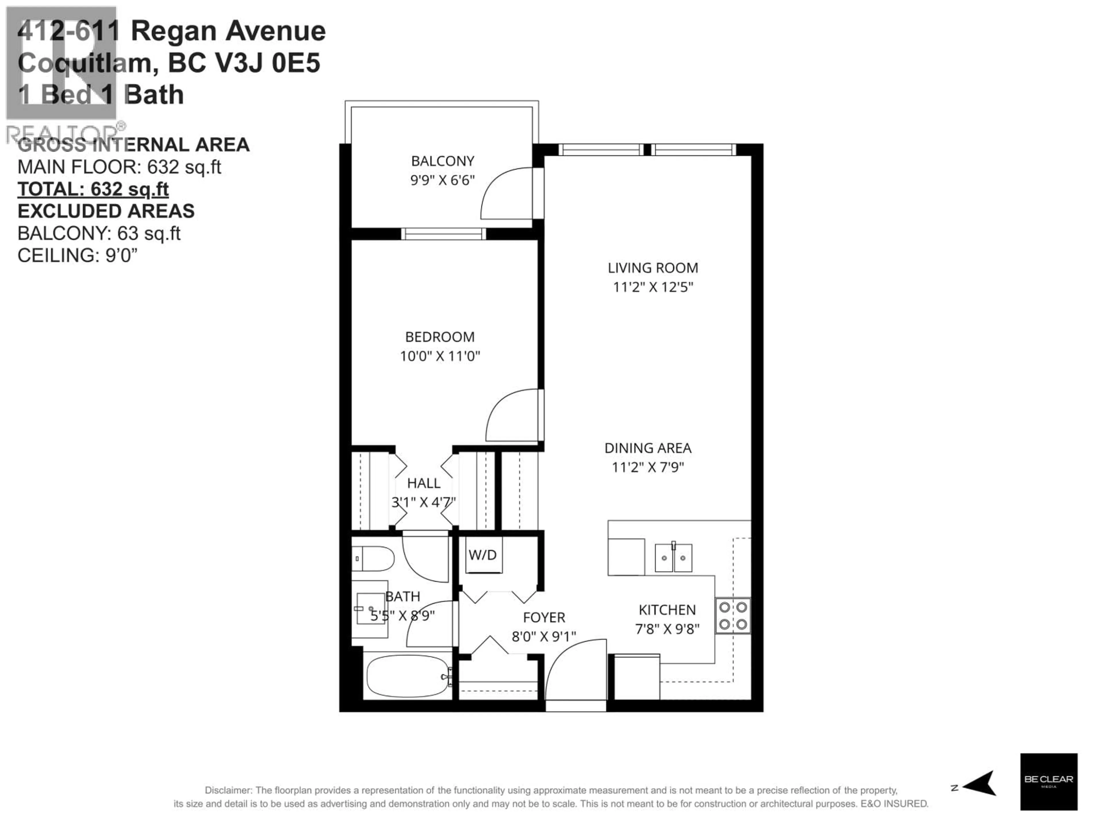 Floor plan for 412 - 611 REGAN AVENUE, Coquitlam British Columbia V3J0E5
