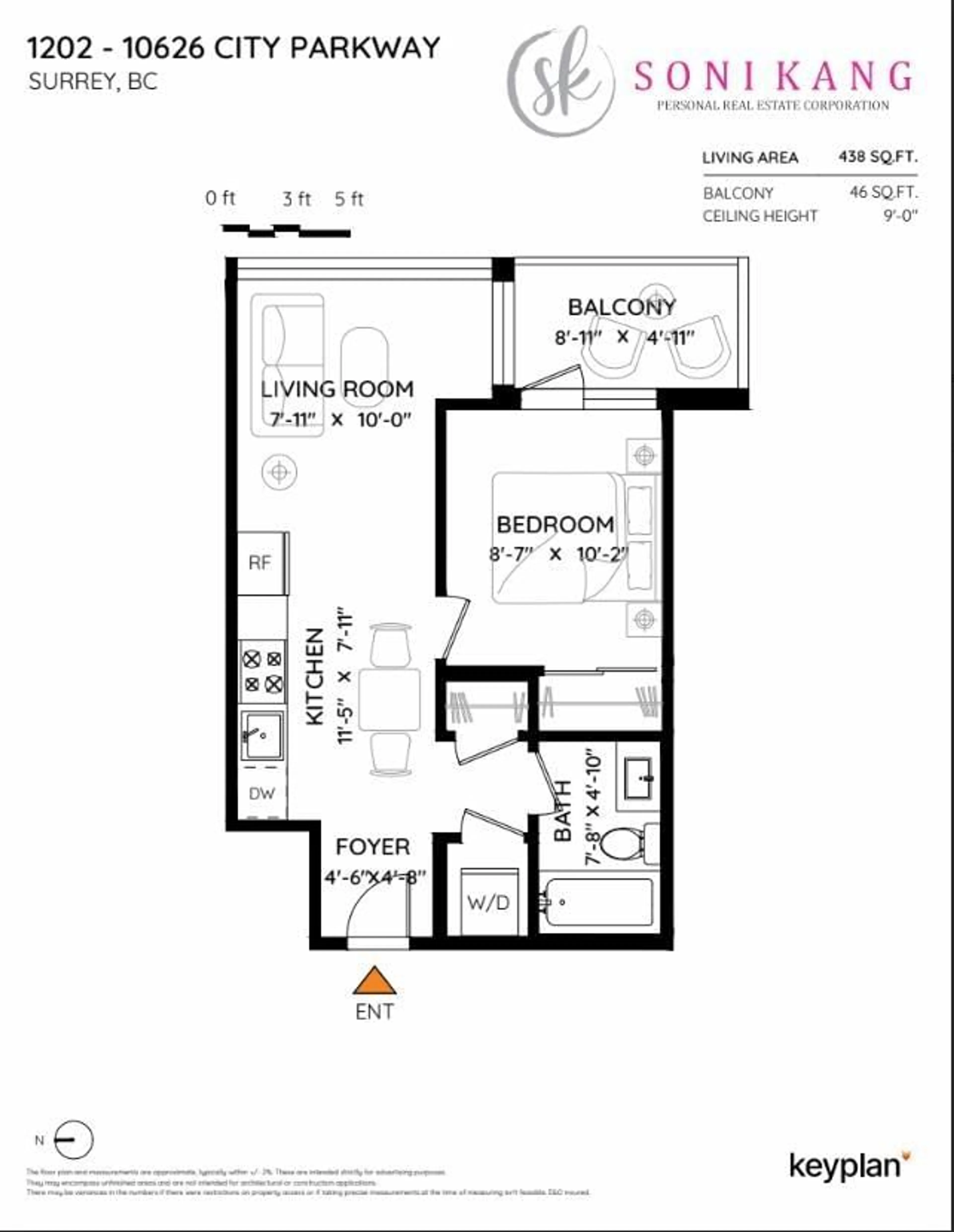 Floor plan for 1202 - 10626 CITY PARKWAY, Surrey British Columbia V3S0V1