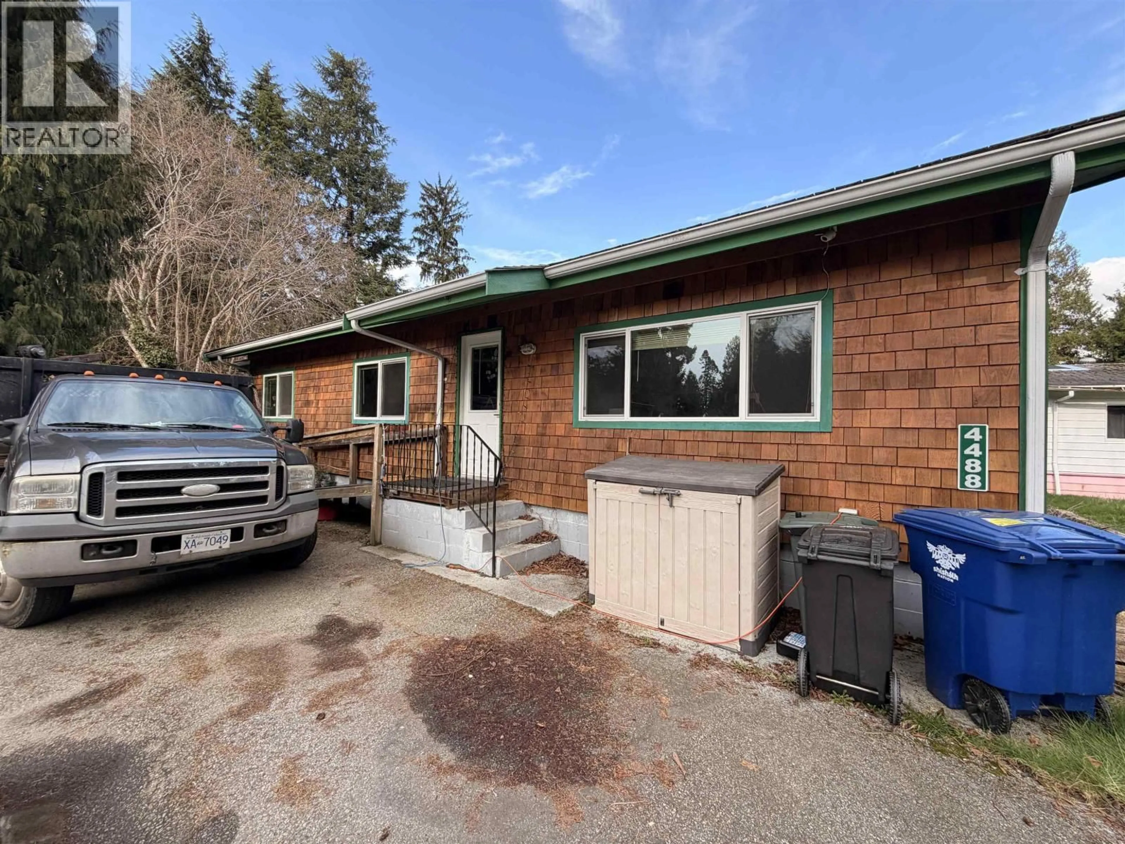 A pic from outside/outdoor area/front of a property/back of a property/a pic from drone, street for 4488 HUPIT STREET, Sechelt British Columbia V7Z0B3