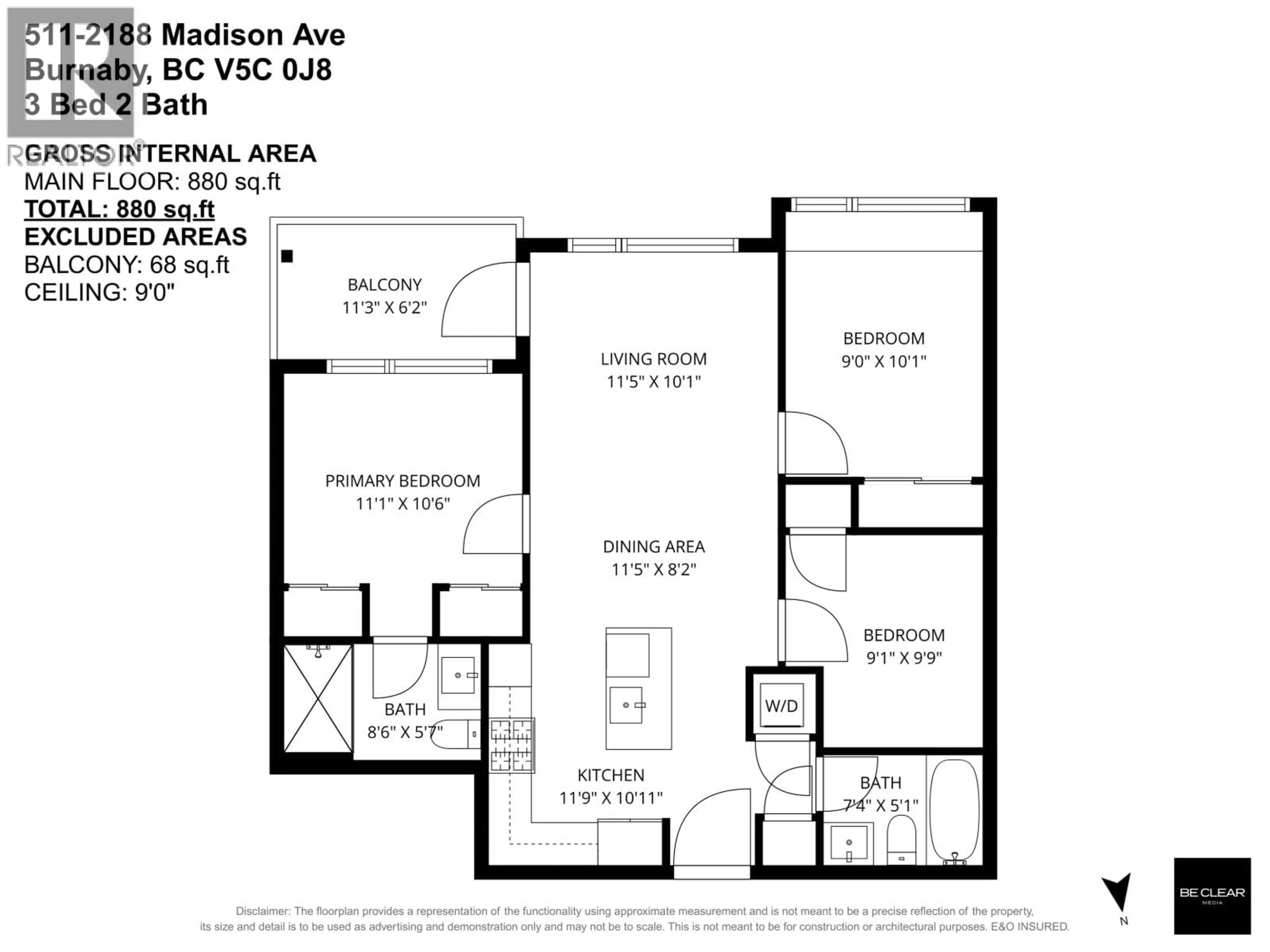 Floor plan for 511 - 2188 MADISON AVENUE, Burnaby British Columbia V5C0J8