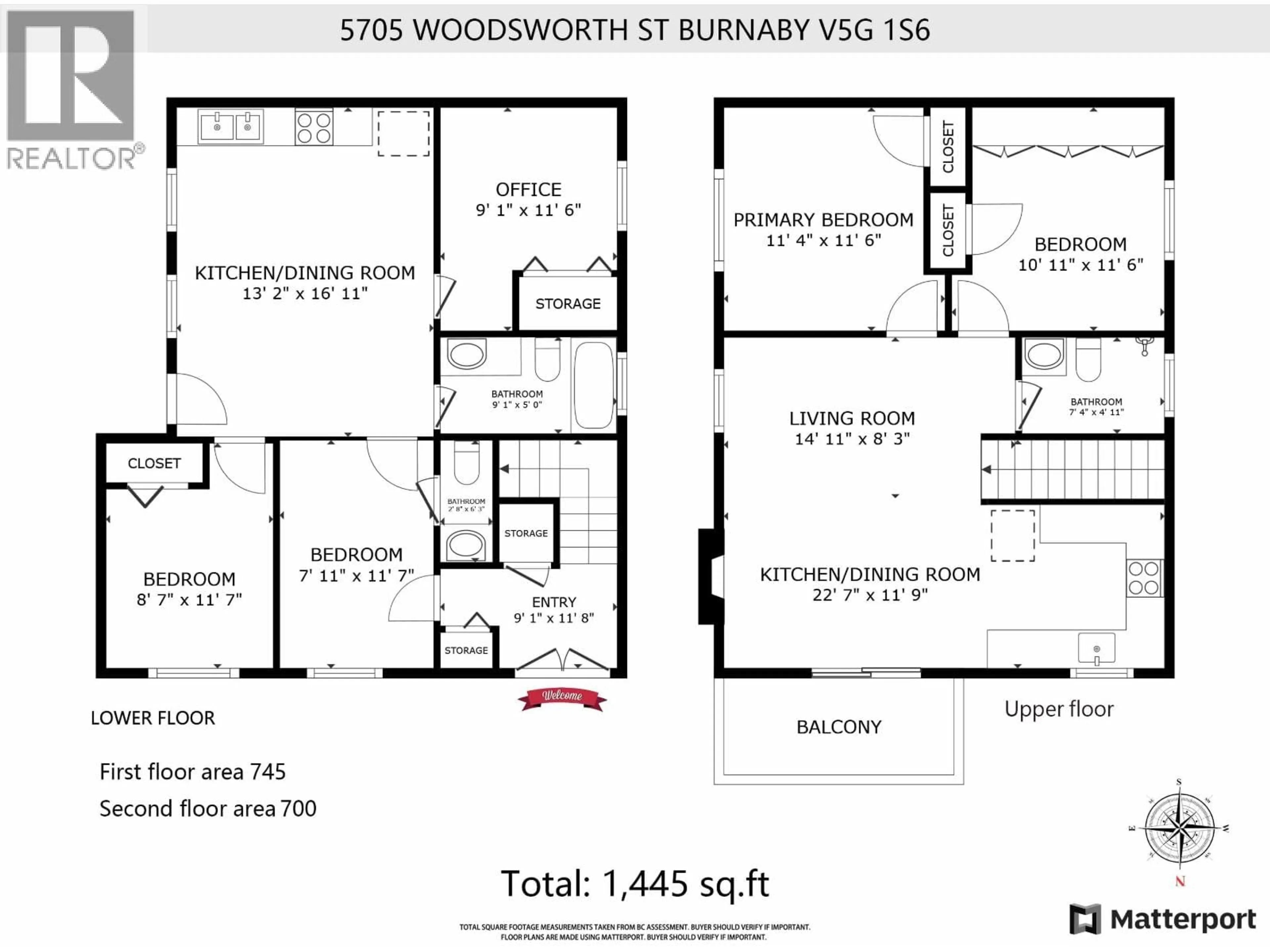 Floor plan for 5705 WOODSWORTH STREET, Burnaby British Columbia V5G1S6
