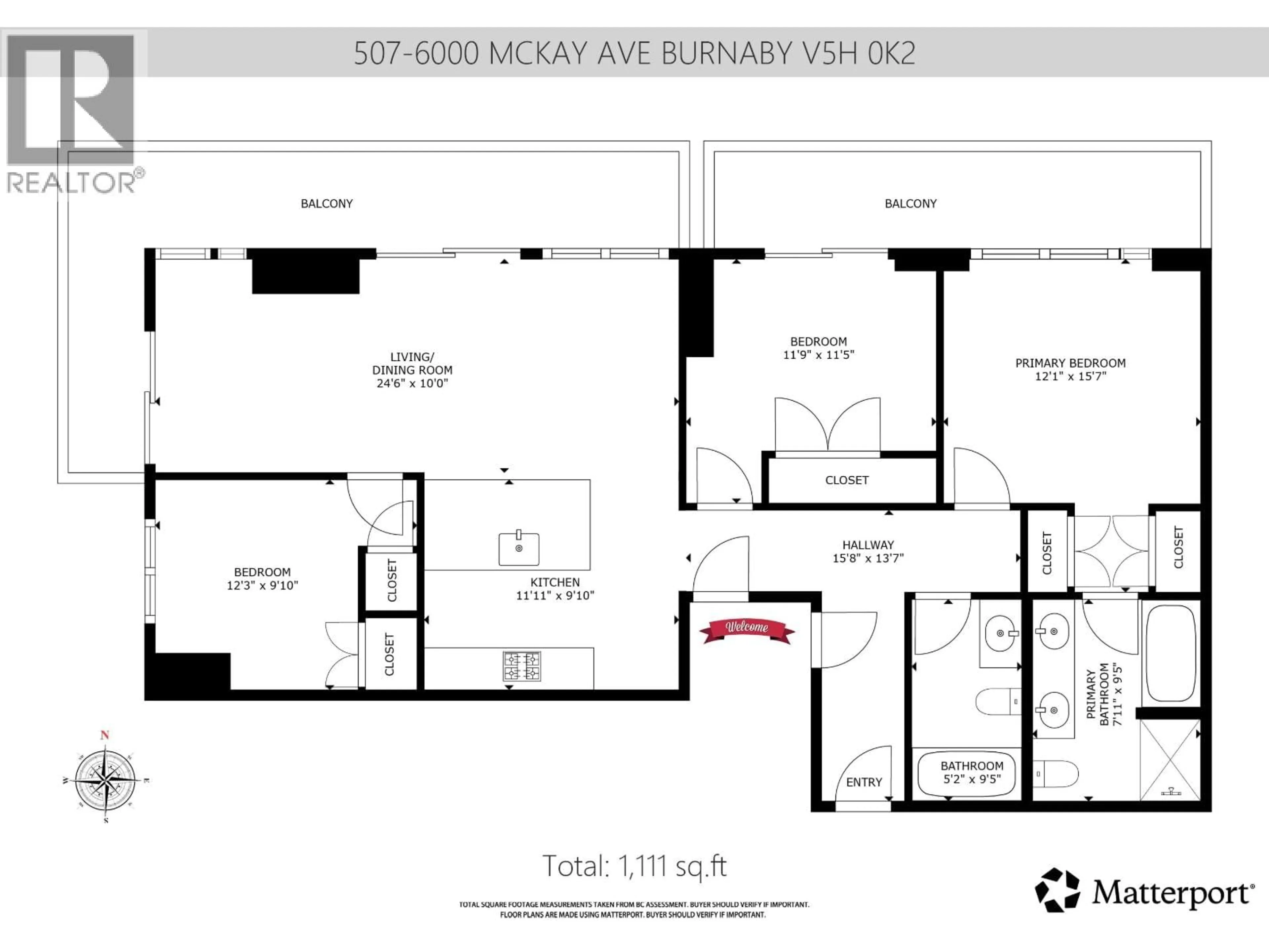 Floor plan for 507 - 6000 MCKAY AVENUE, Burnaby British Columbia V5H0K2