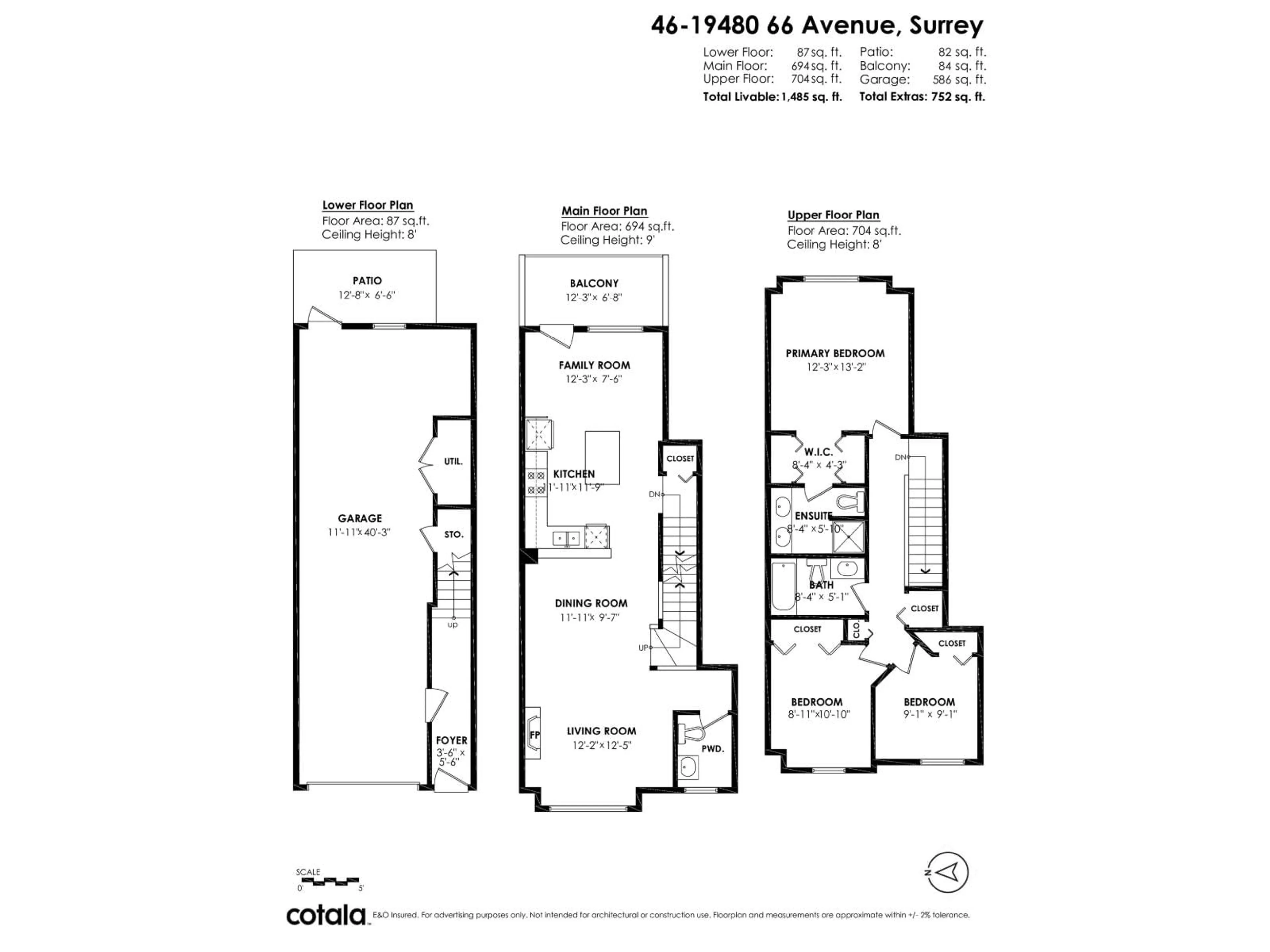 Floor plan for 46 - 19480 66 AVENUE, Surrey British Columbia V4N5W7