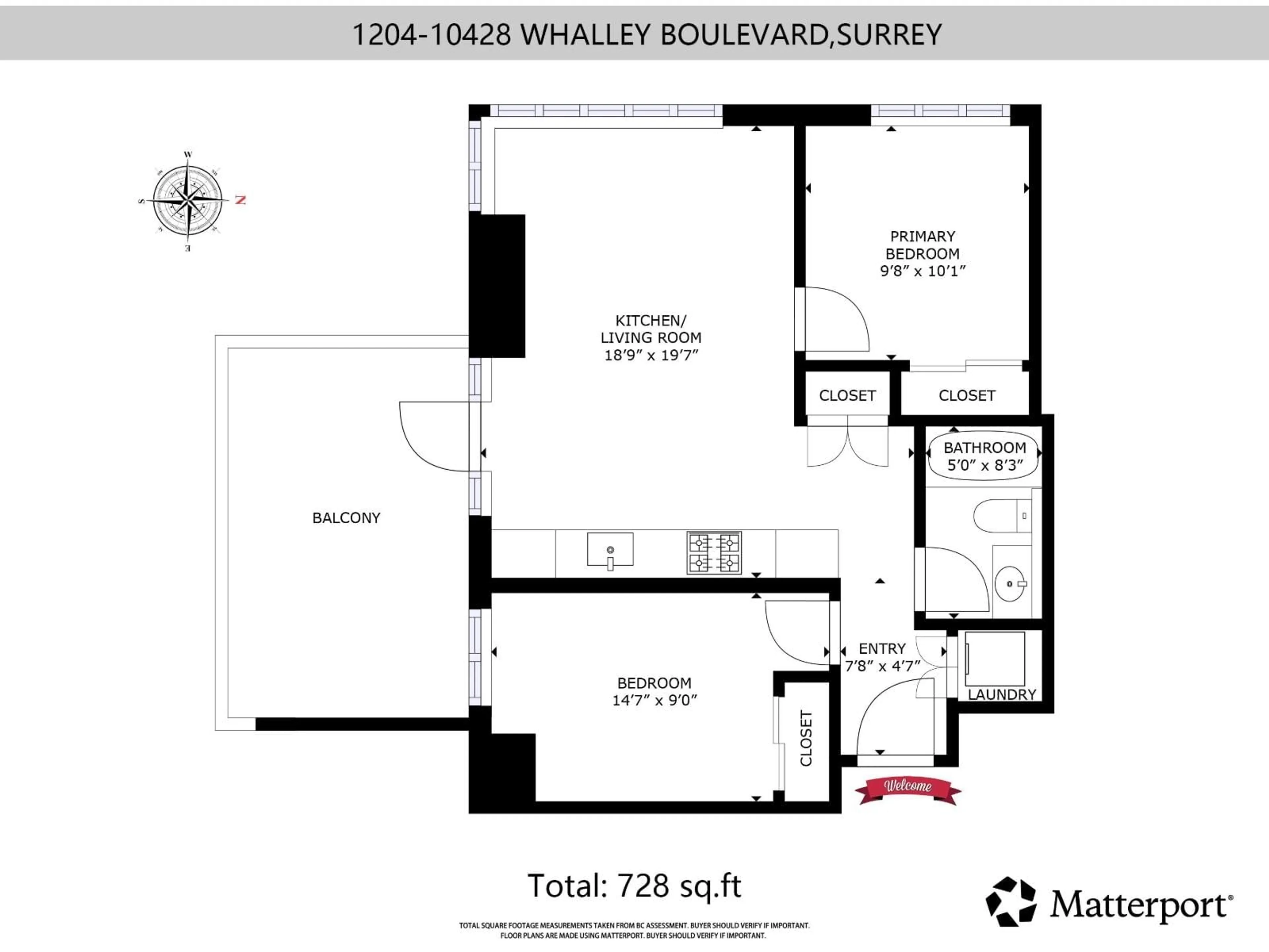 Floor plan for 1204 - 10428 WHALLEY BOULEVARD, Surrey British Columbia V3T0W2