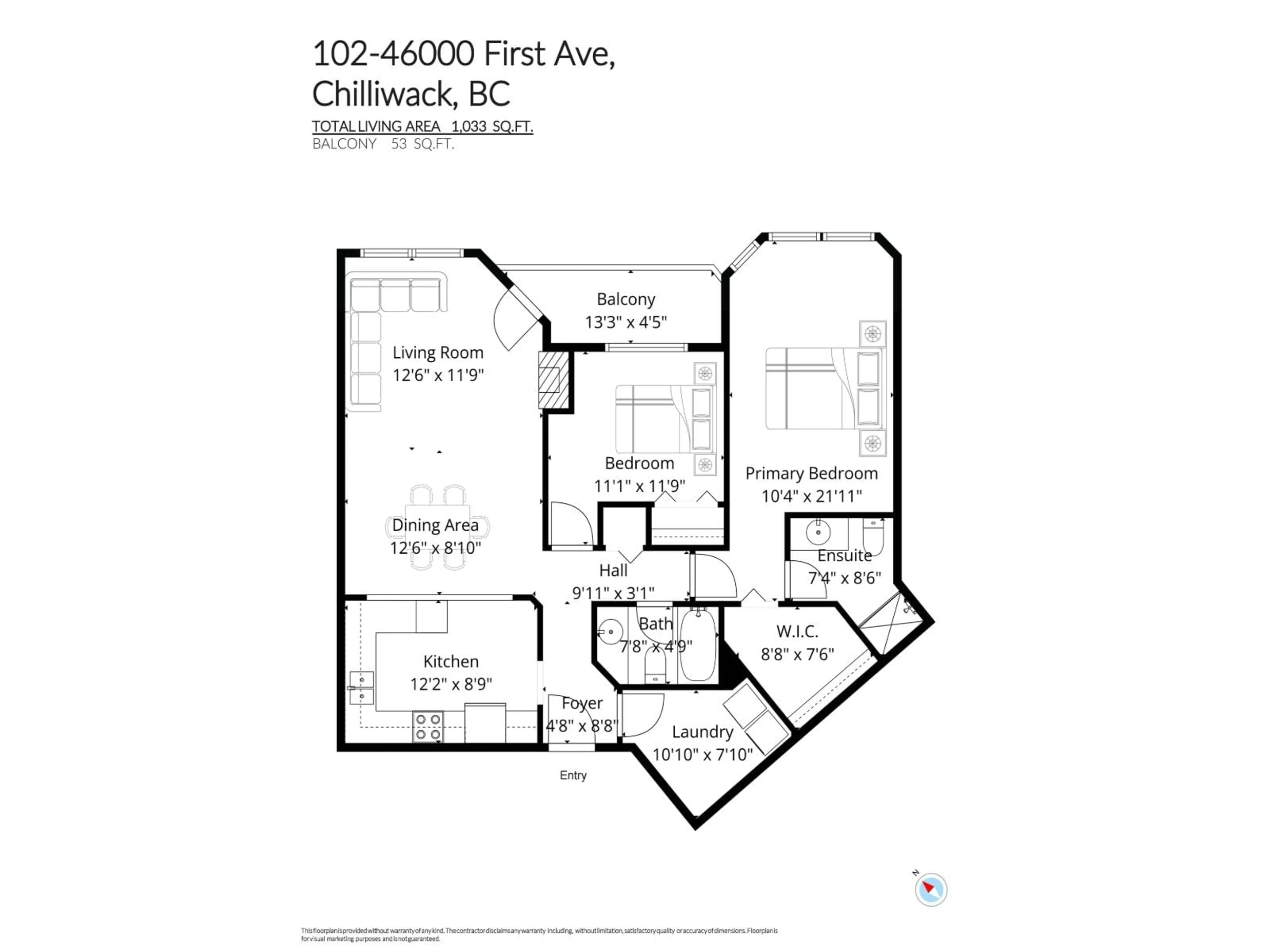 Floor plan for 102 - 46000 FIRST AVENUE, Chilliwack British Columbia V2P1W1