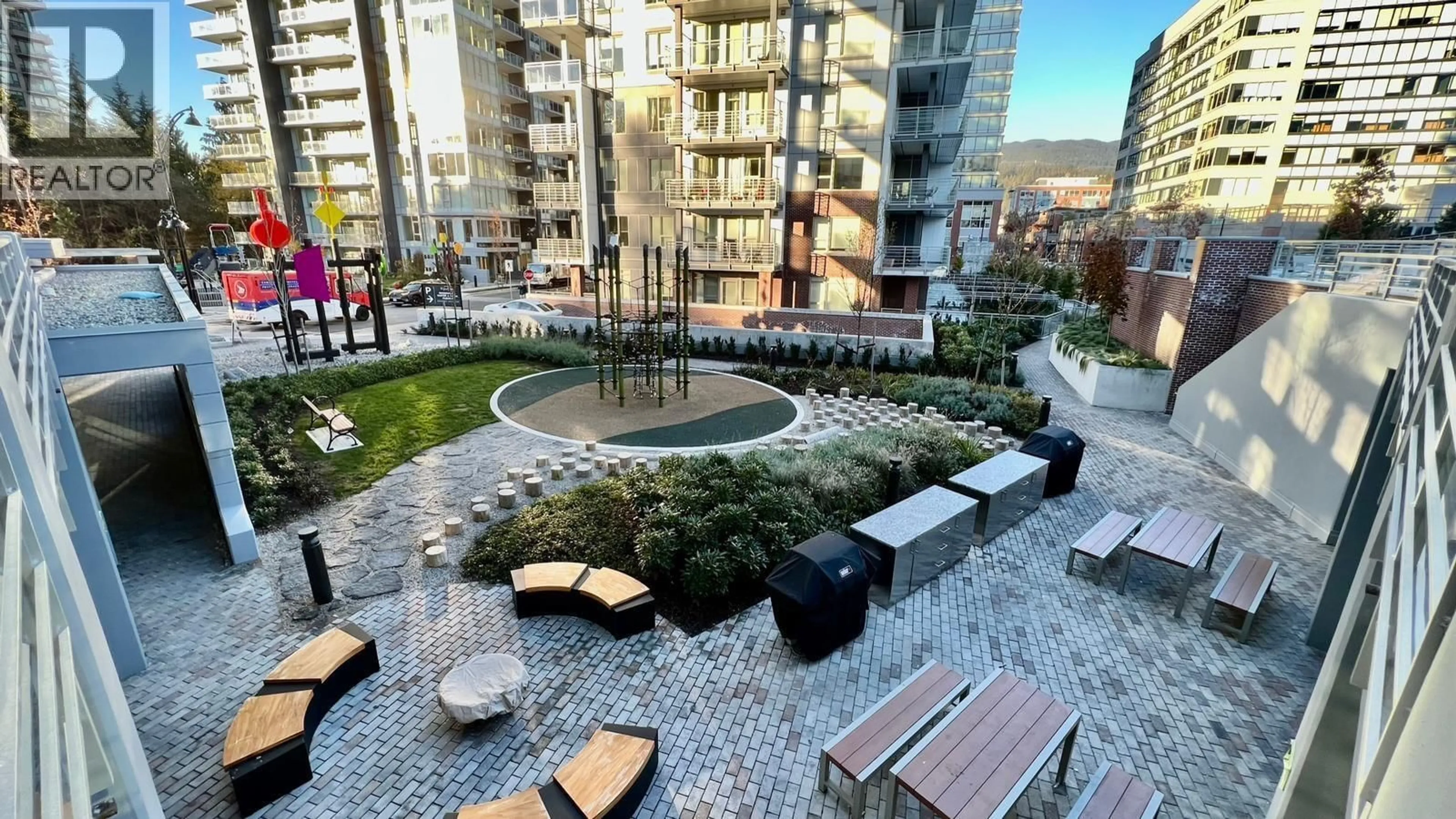 Patio, city buildings view from balcony for 1805 - 305 MORRISSEY ROAD, Port Moody British Columbia V3H0M3