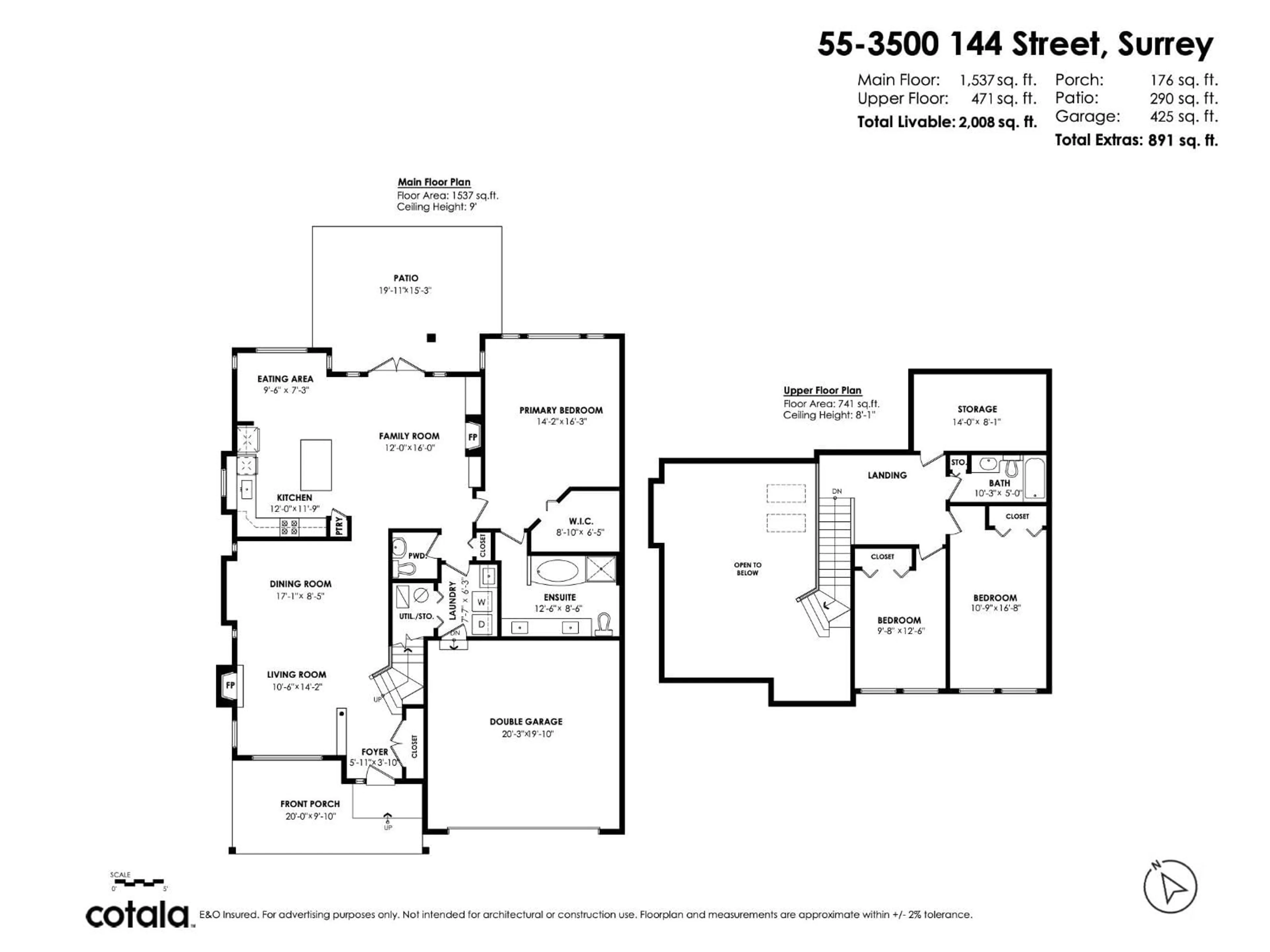 Floor plan for 55 - 3500 144 STREET, Surrey British Columbia V4P3J6