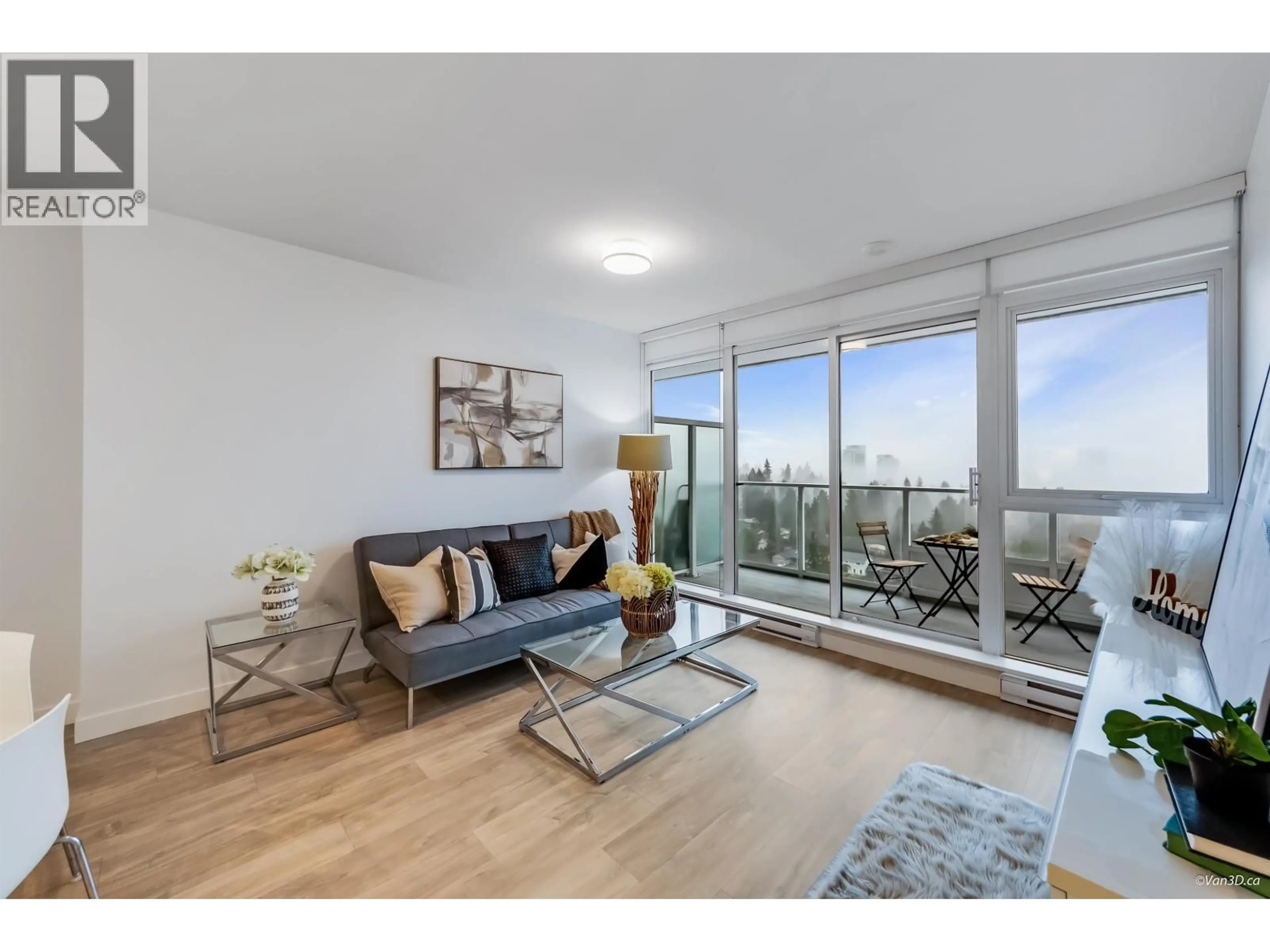 Living room with furniture, wood/laminate floor for 1402 - 525 FOSTER AVENUE, Coquitlam British Columbia V3J0H6