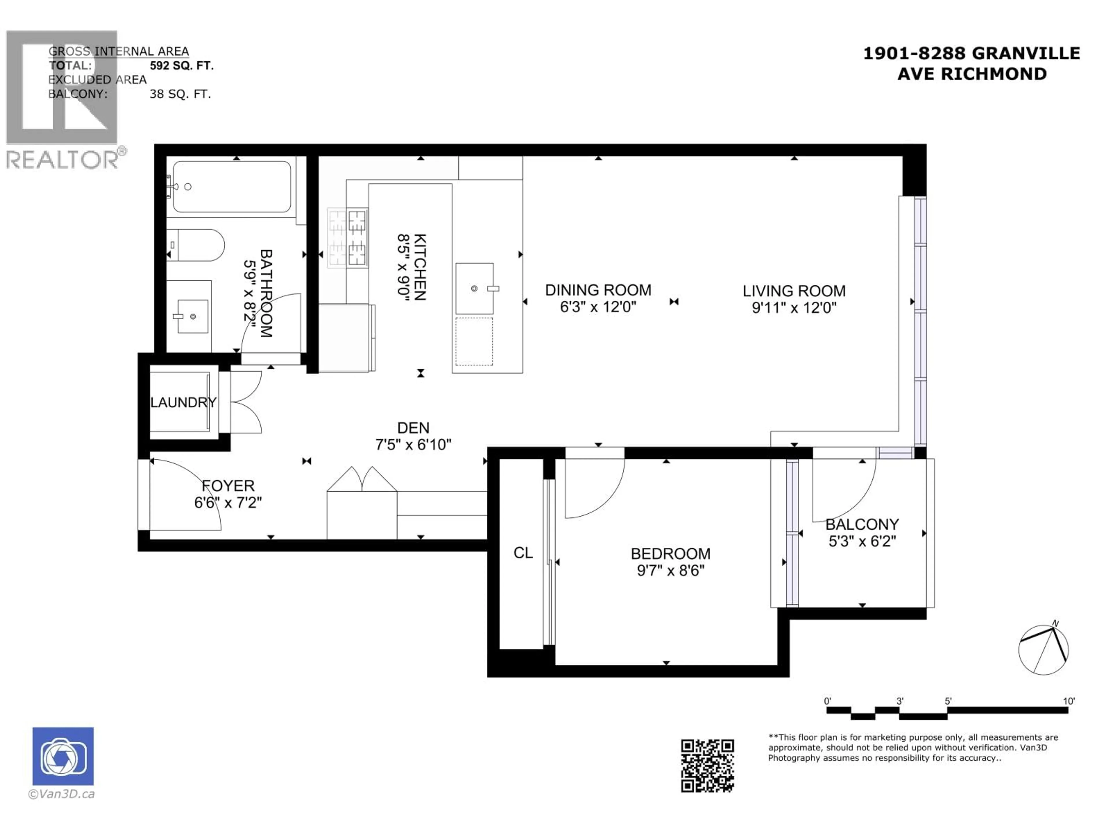 Floor plan for 1901 - 8288 GRANVILLE AVENUE, Richmond British Columbia V6Y1P4
