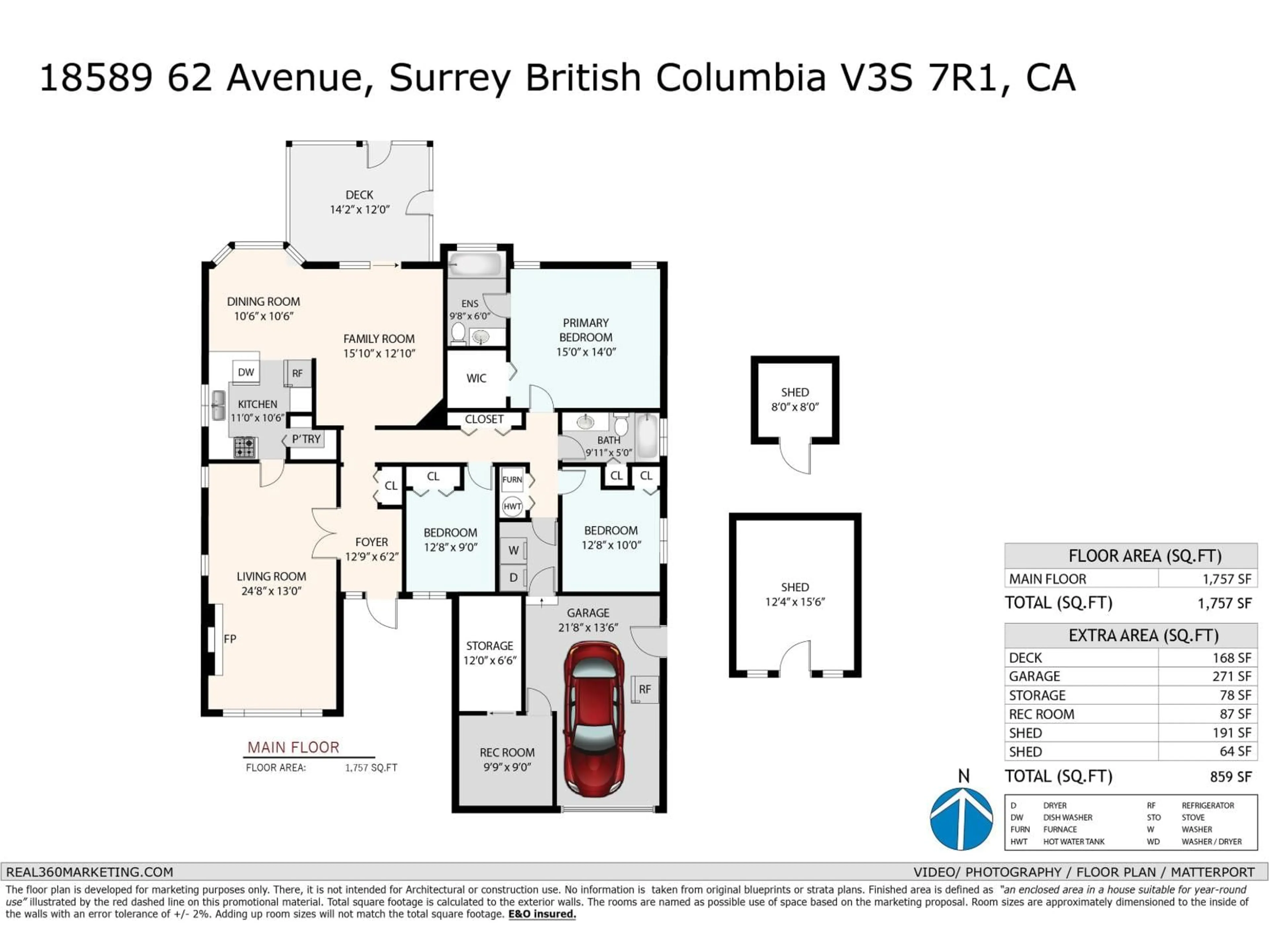 Floor plan for 18589 62 AVENUE, Surrey British Columbia V3S9B5