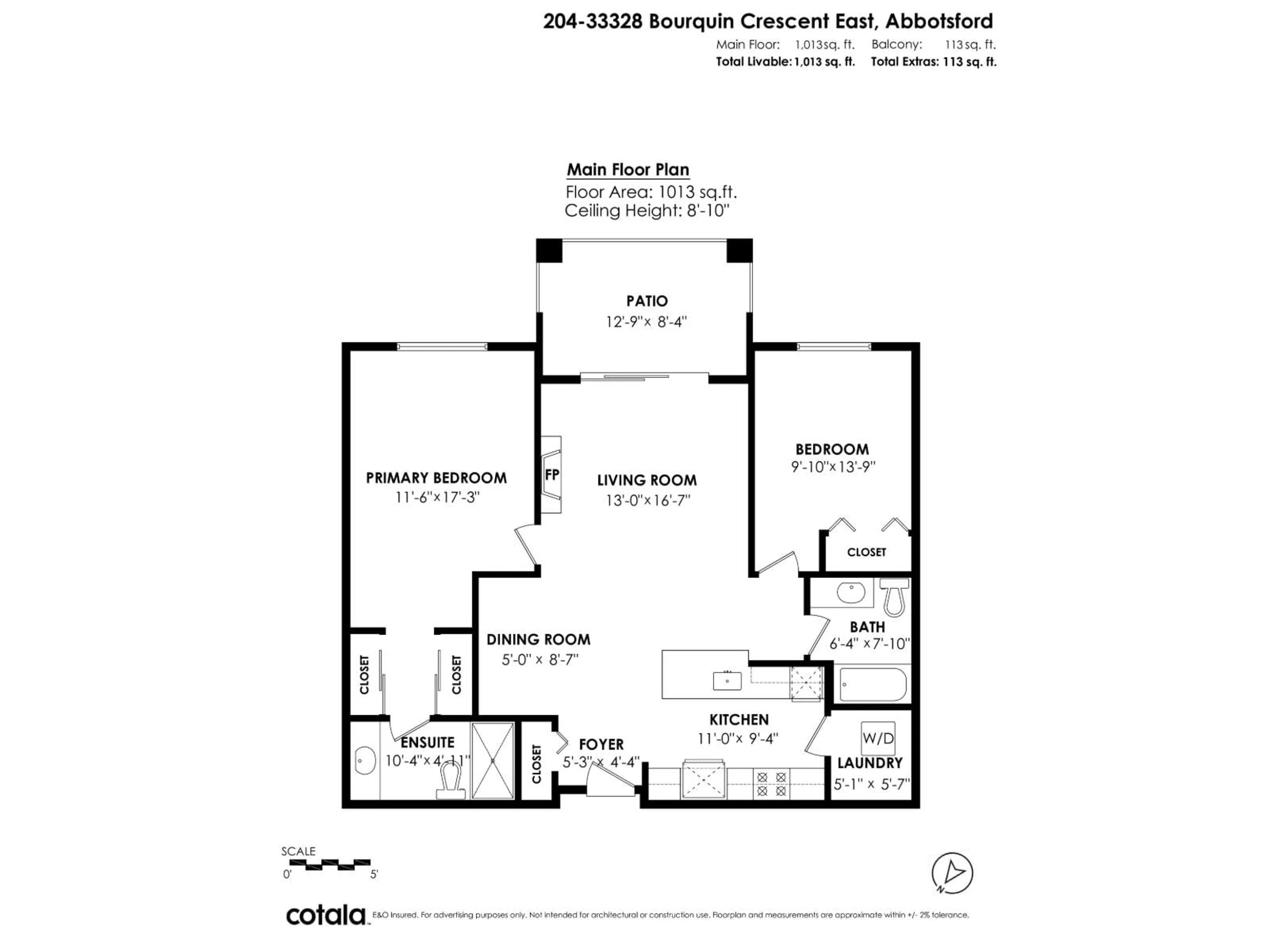 Floor plan for 204 - 33328 BOURQUIN CRESCENT EAST, Abbotsford British Columbia V2S1Y1