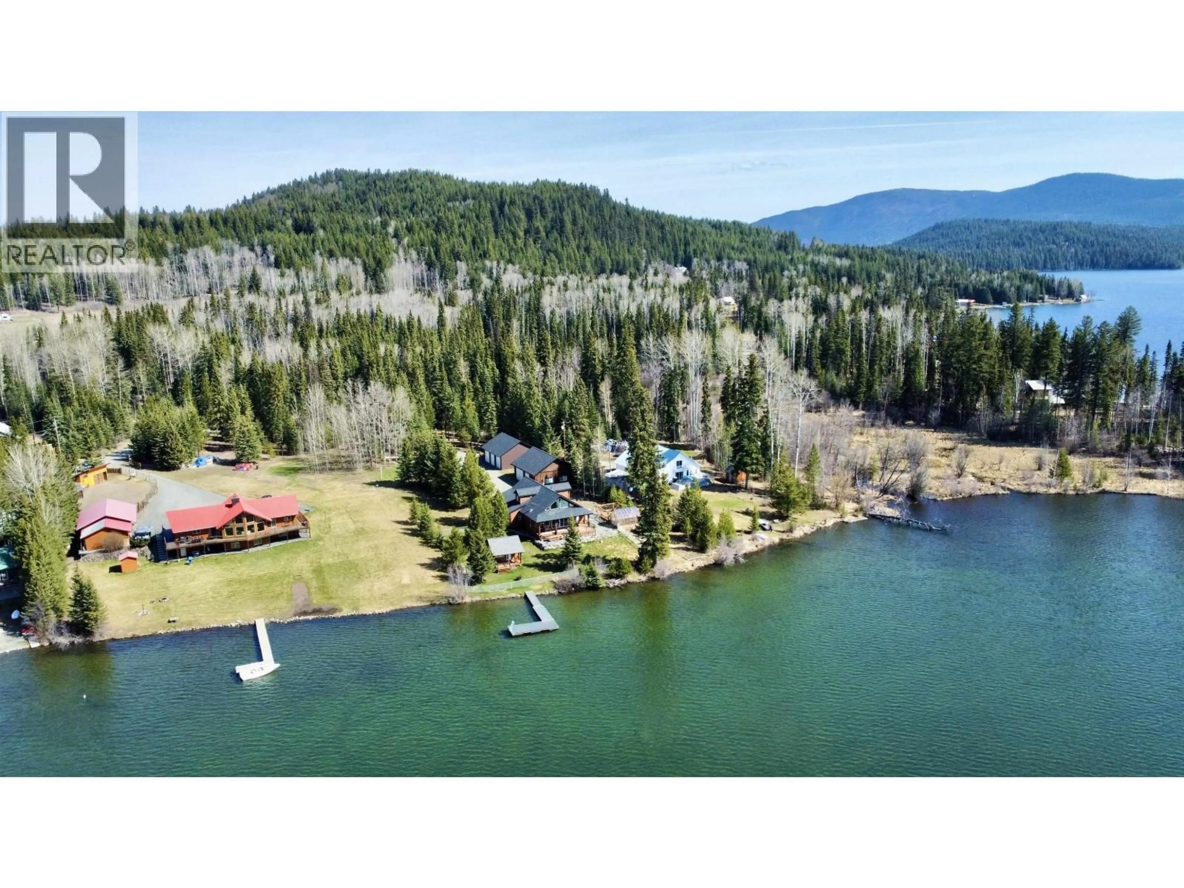 A pic from outside/outdoor area/front of a property/back of a property/a pic from drone, water/lake/river/ocean view for 7578 BURGESS ROAD, Deka Lake / Sulphurous / Hathaway Lakes British Columbia V0K1X3