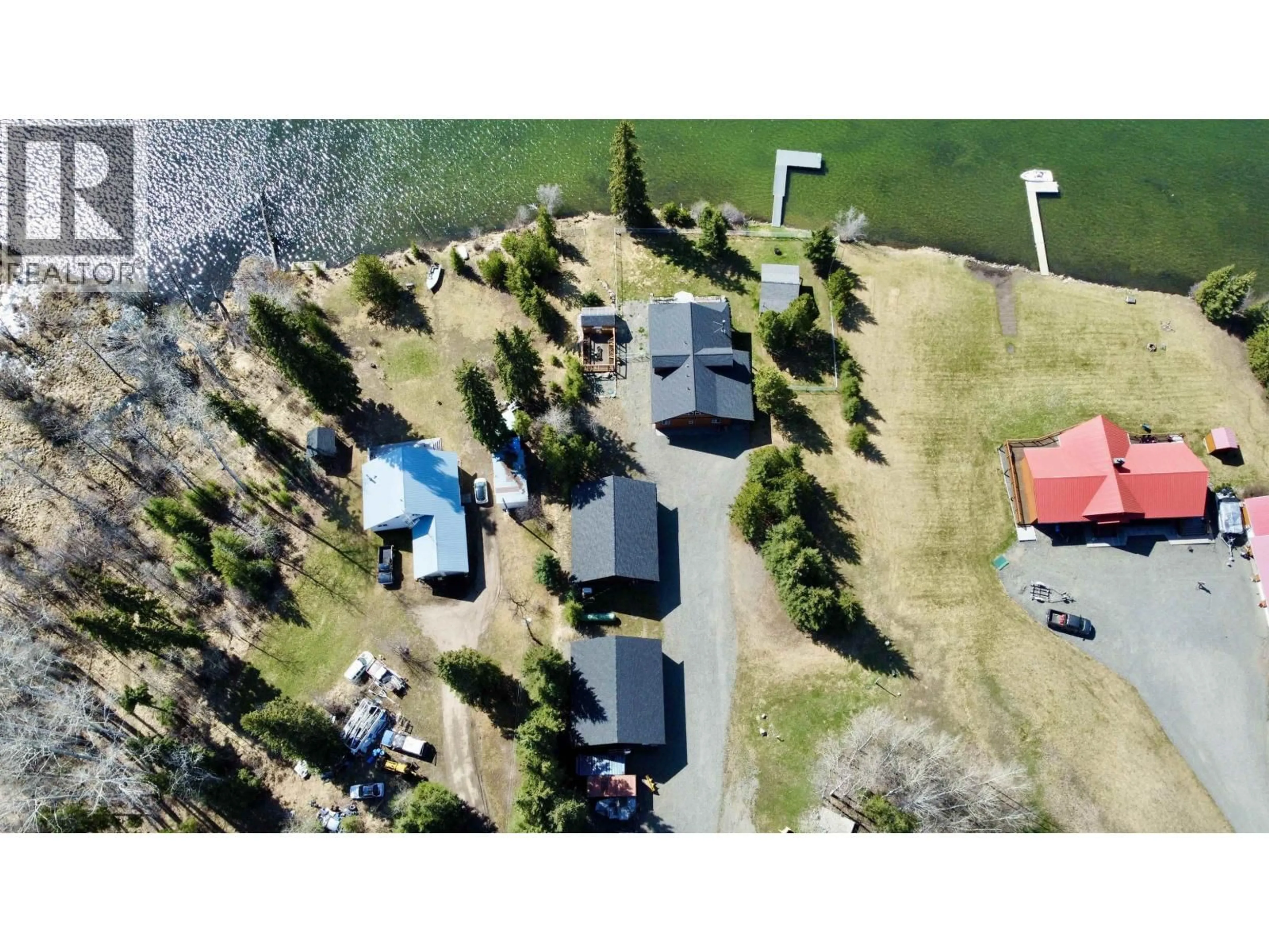 A pic from outside/outdoor area/front of a property/back of a property/a pic from drone, water/lake/river/ocean view for 7578 BURGESS ROAD, Deka Lake / Sulphurous / Hathaway Lakes British Columbia V0K1X3
