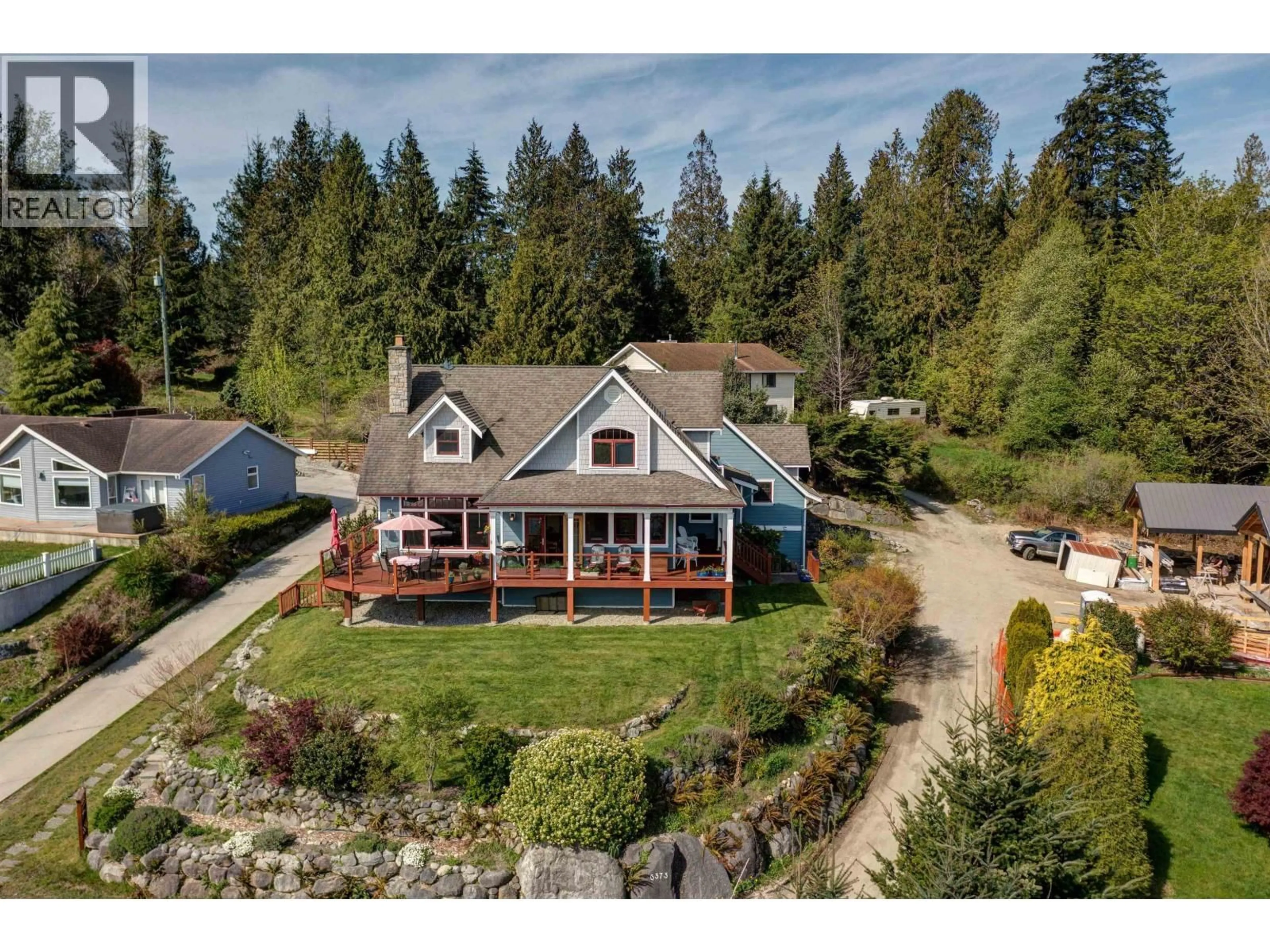 A pic from outside/outdoor area/front of a property/back of a property/a pic from drone, water/lake/river/ocean view for 6373 GALE AVENUE, Sechelt British Columbia V7Z0P7