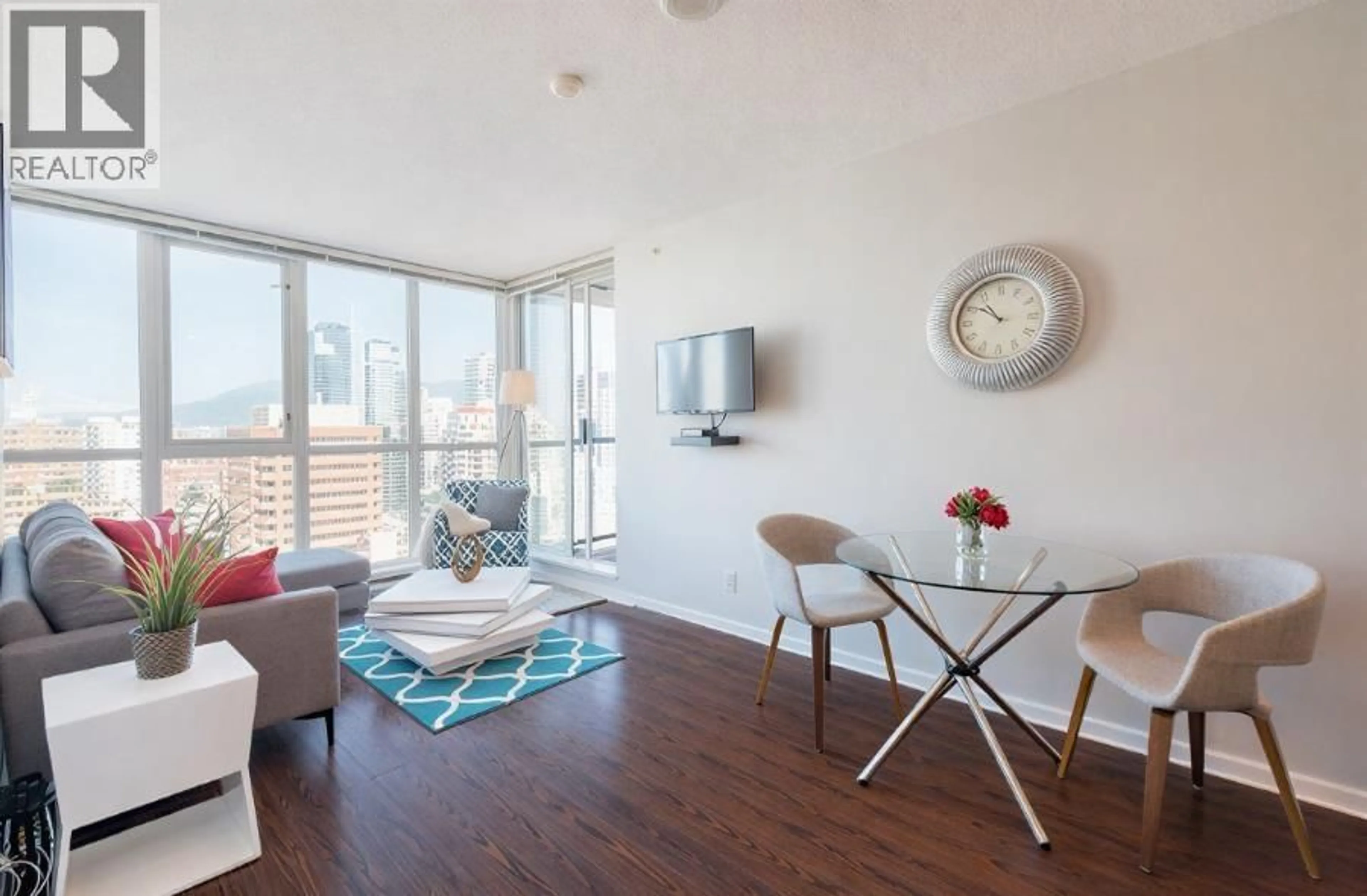 Living room with furniture, wood/laminate floor for 2201 - 1155 SEYMOUR STREET, Vancouver British Columbia V6B1K2