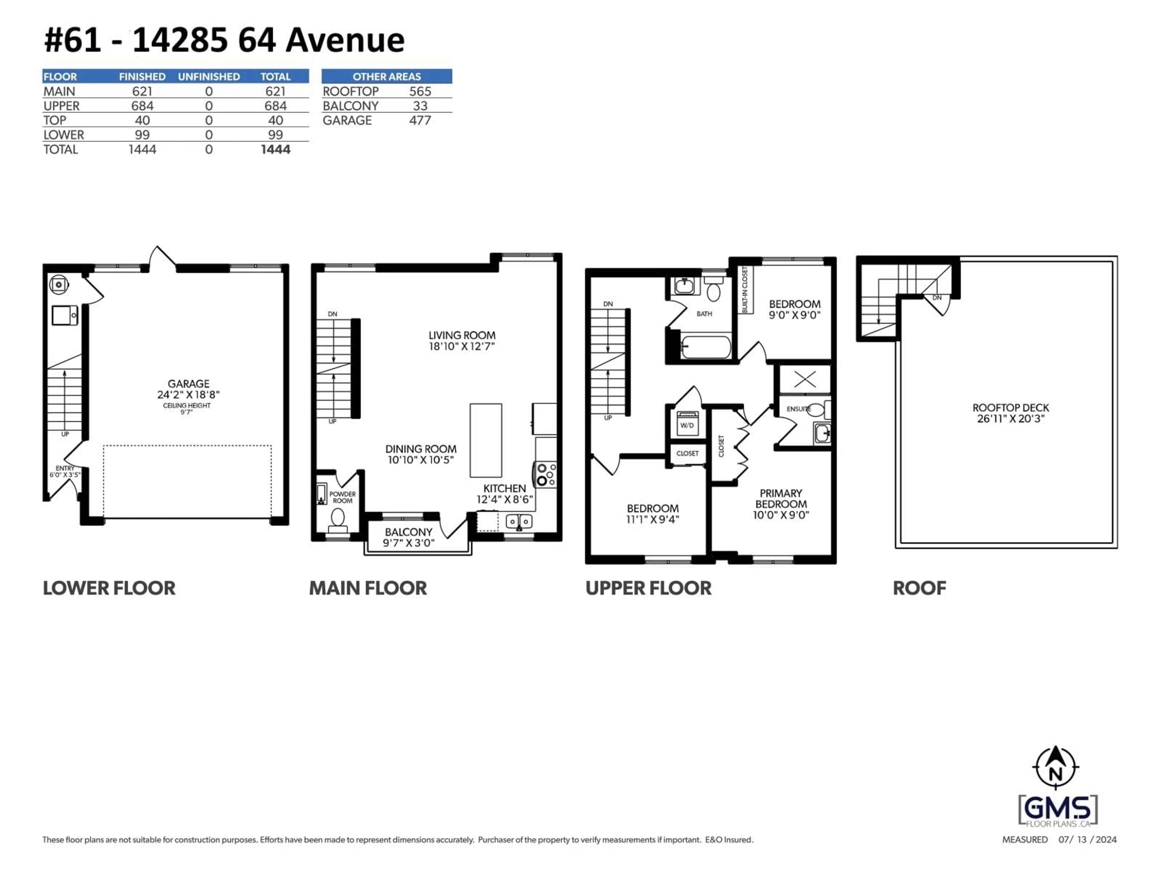 Floor plan for 61 - 14285 64 AVENUE, Surrey British Columbia V3W1Z2