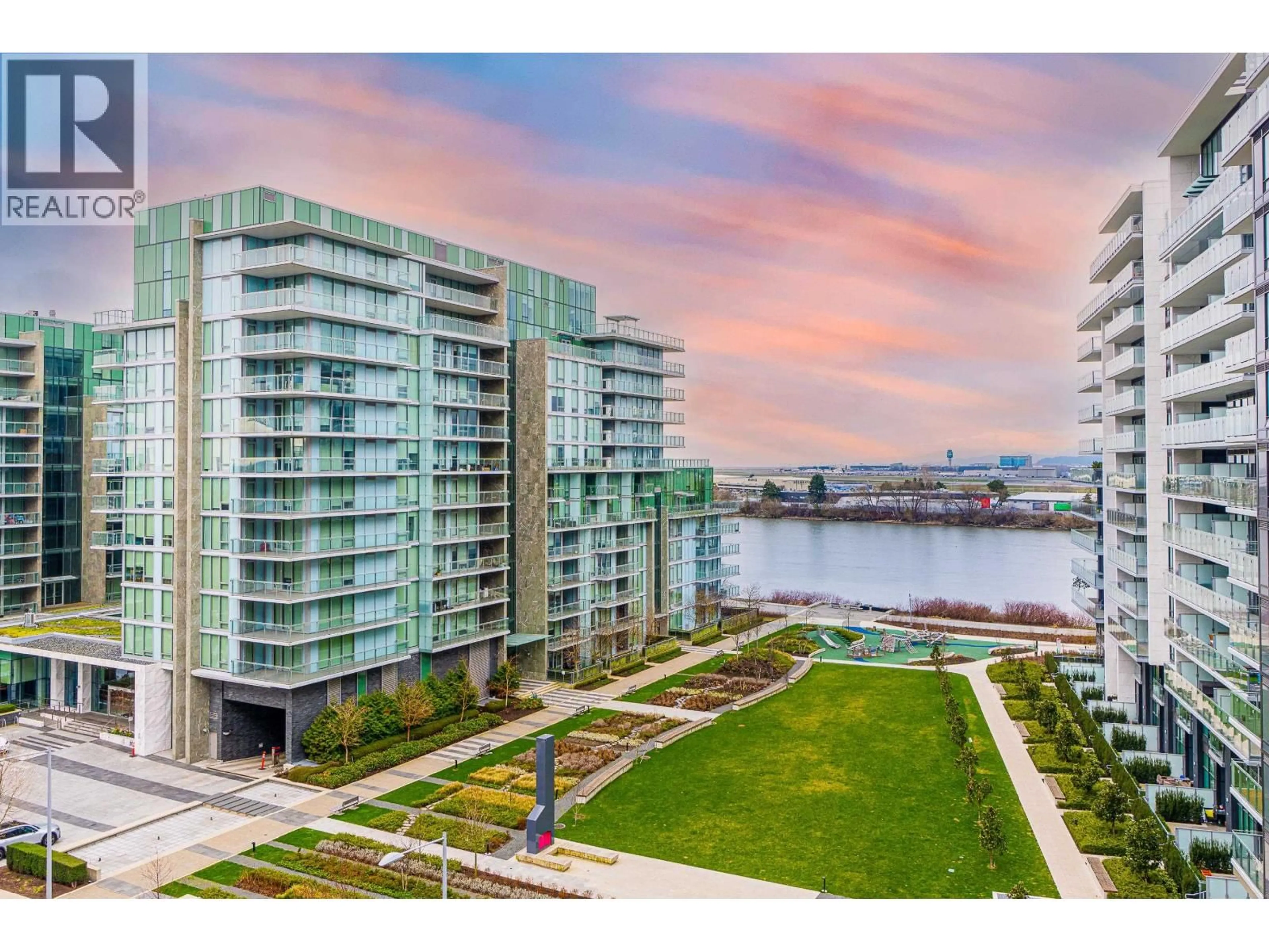 A pic from outside/outdoor area/front of a property/back of a property/a pic from drone, water/lake/river/ocean view for 706 - 6688 PEARSON WAY, Richmond British Columbia V7C0E5