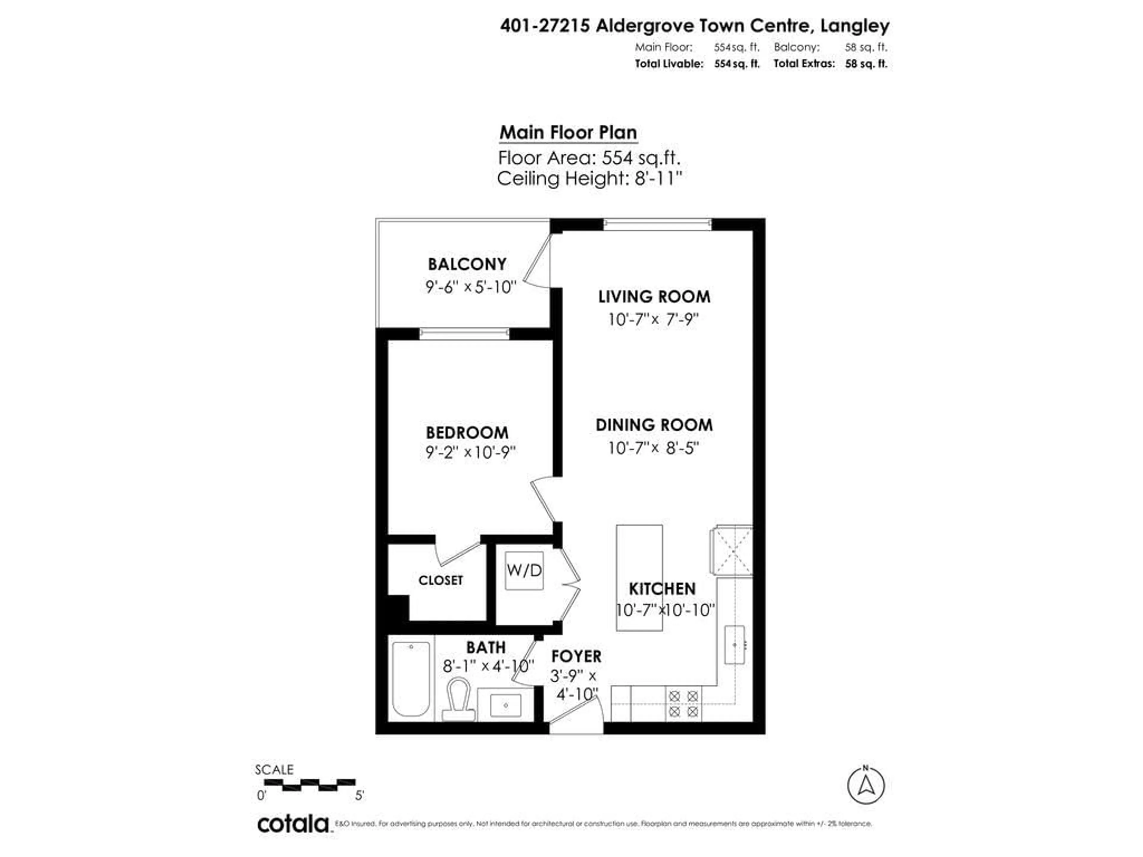 Floor plan for 401 - 27215 ALDERGROVE TOWN CENTRE DRIVE, Langley British Columbia V4W3N7