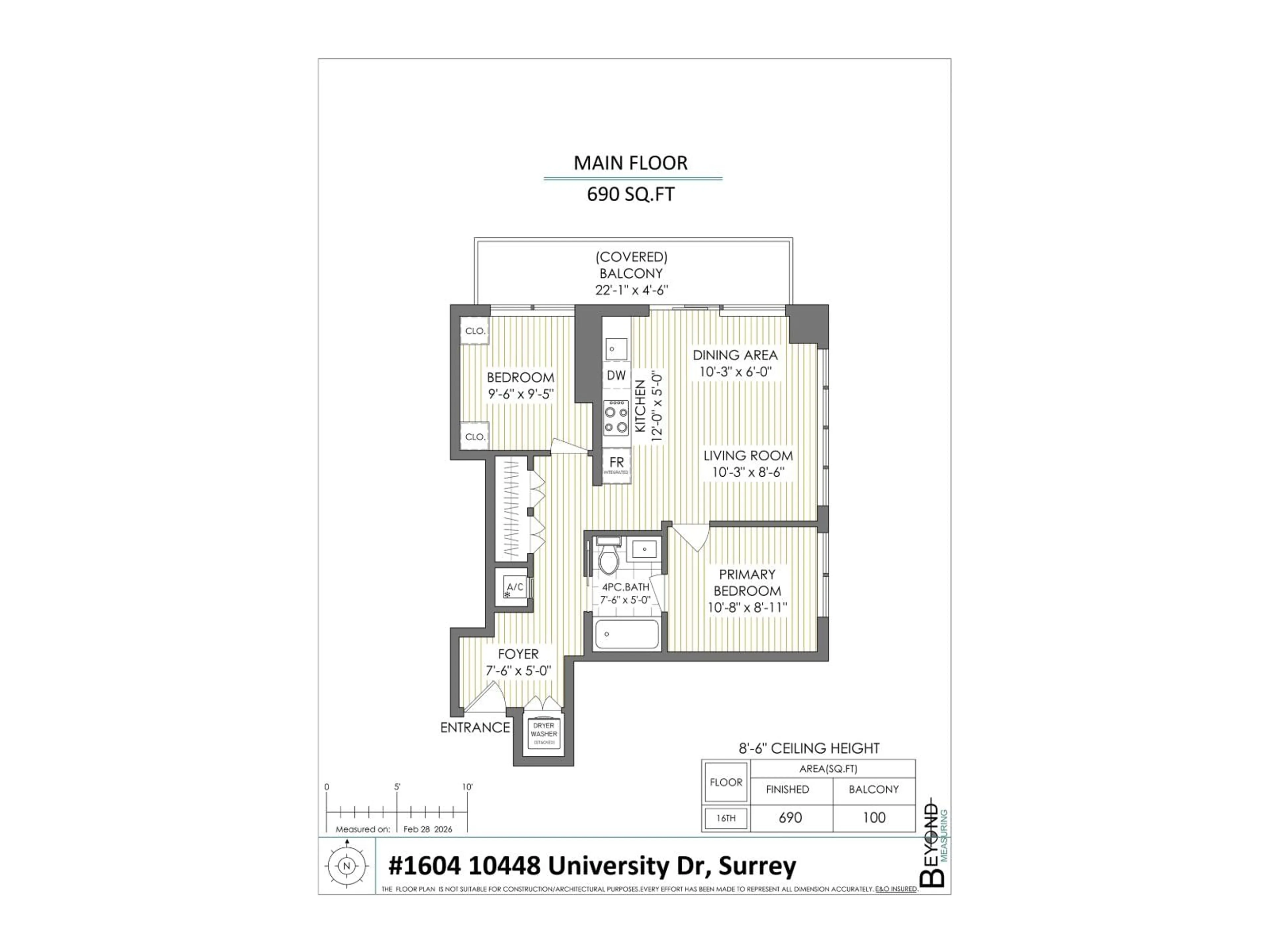Floor plan for 1604 - 10448 UNIVERSITY DRIVE, Surrey British Columbia V3T0S7