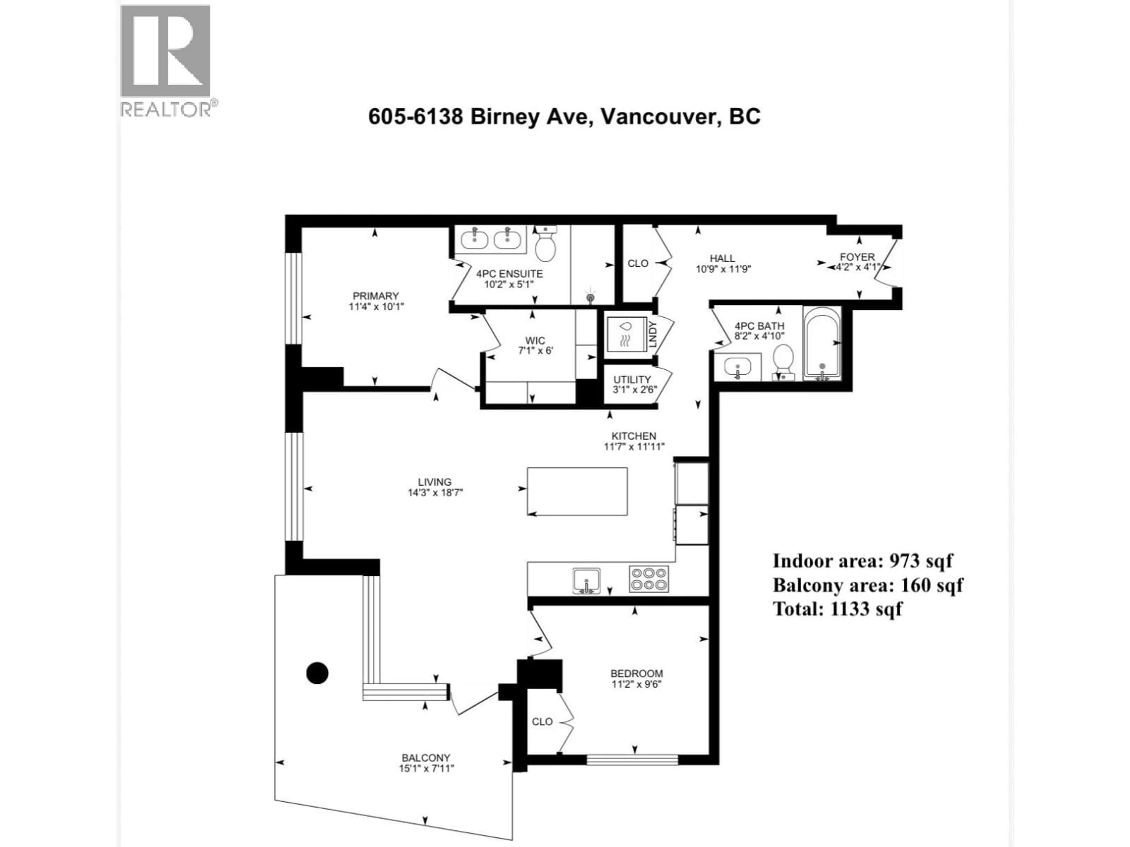 Floor plan for 605 - 6138 BIRNEY AVENUE, Vancouver British Columbia V6T1W5
