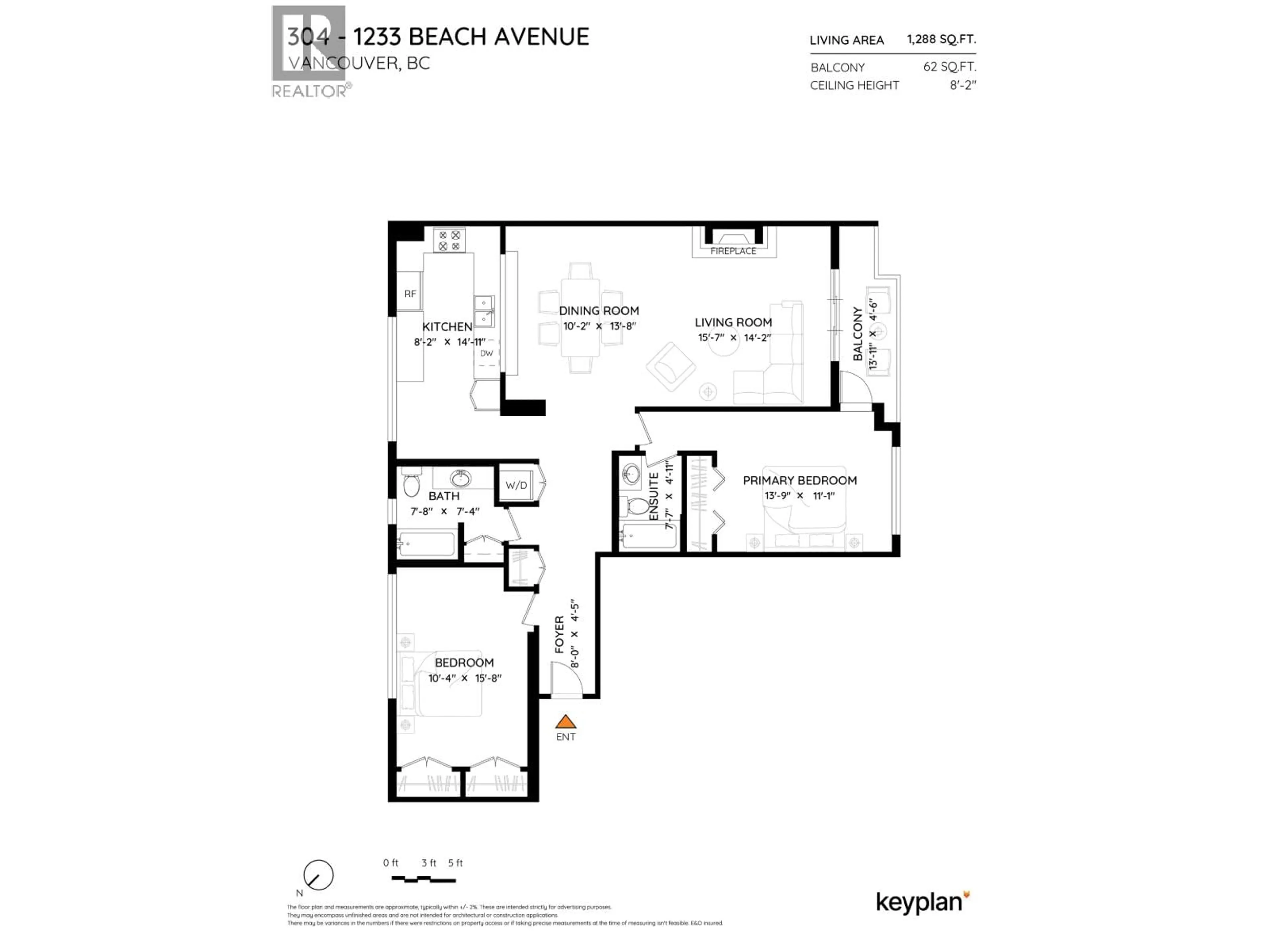 Floor plan for 304 - 1233 BEACH AVENUE, Vancouver British Columbia V6E1V4