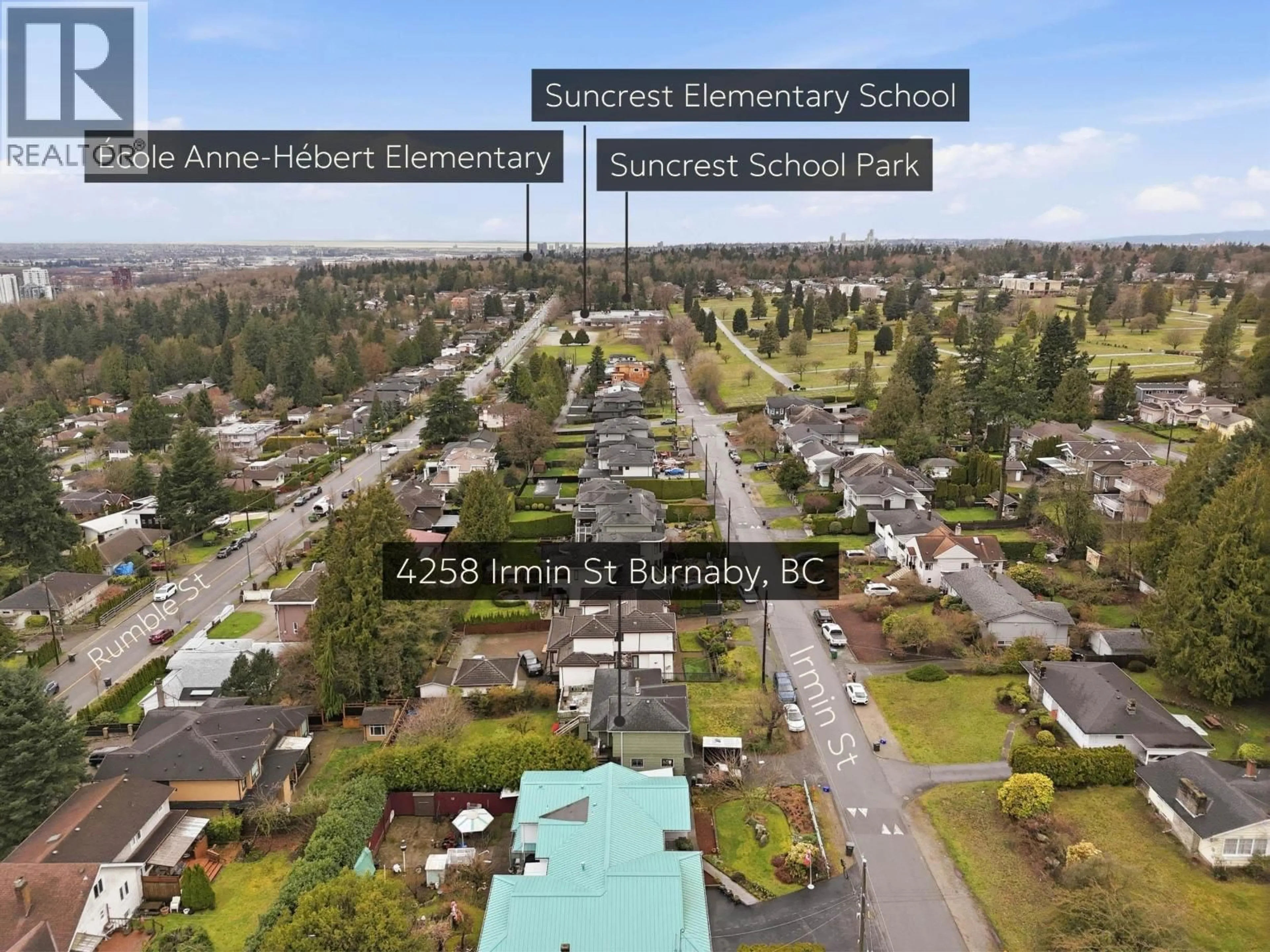 A pic from outside/outdoor area/front of a property/back of a property/a pic from drone, street for 4258 IRMIN STREET, Burnaby British Columbia V5J1X5