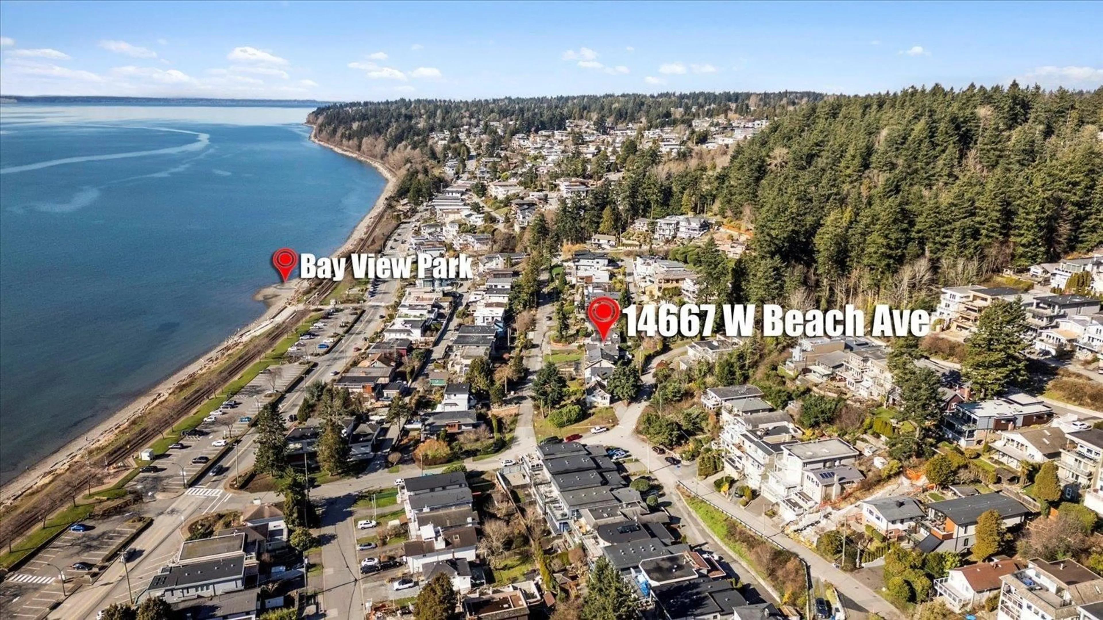 A pic from outside/outdoor area/front of a property/back of a property/a pic from drone, water/lake/river/ocean view for 14667 BEACH AVENUE WEST, White Rock British Columbia V4B2T9