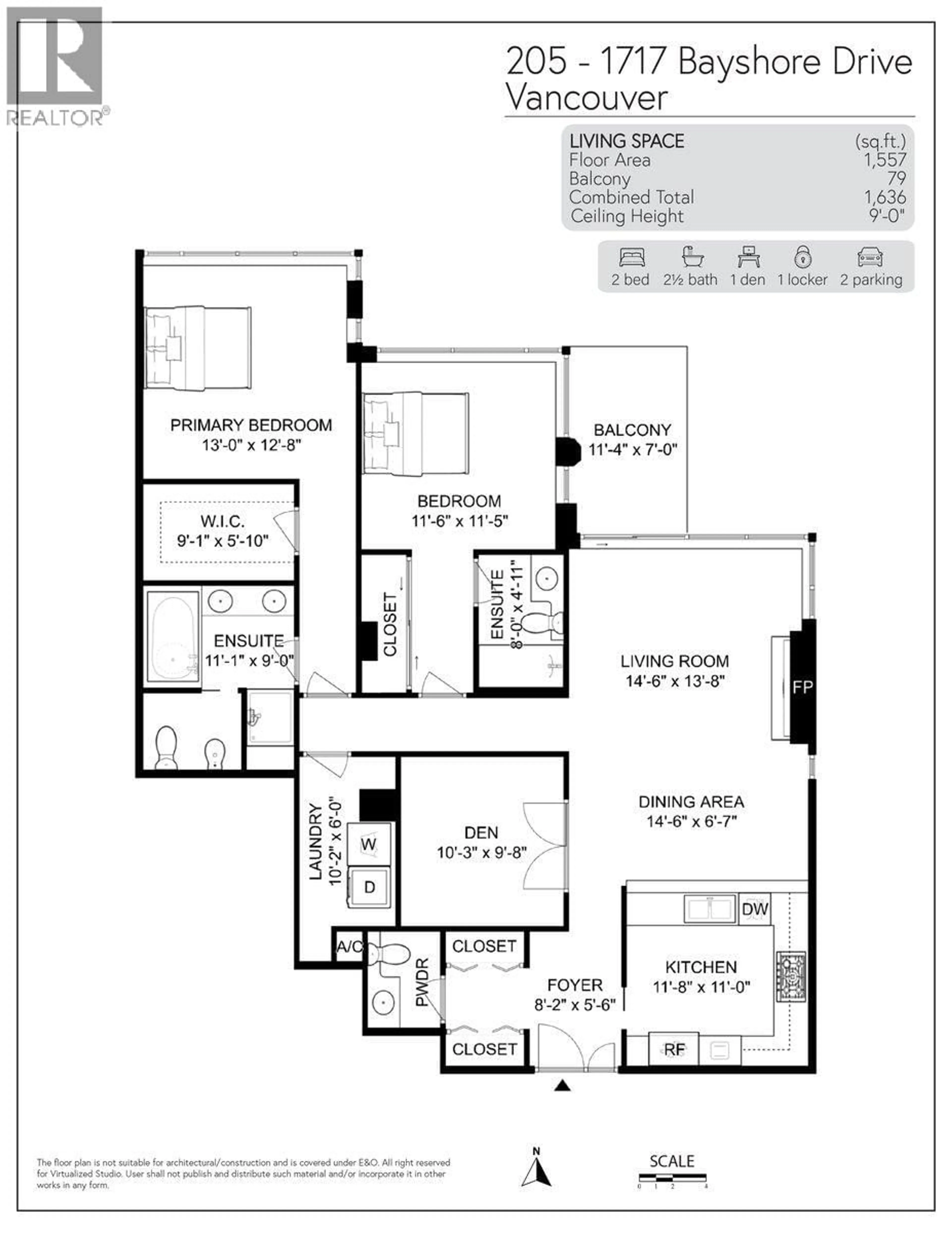 Floor plan for 205 - 1717 BAYSHORE DRIVE, Vancouver British Columbia V6G3H3