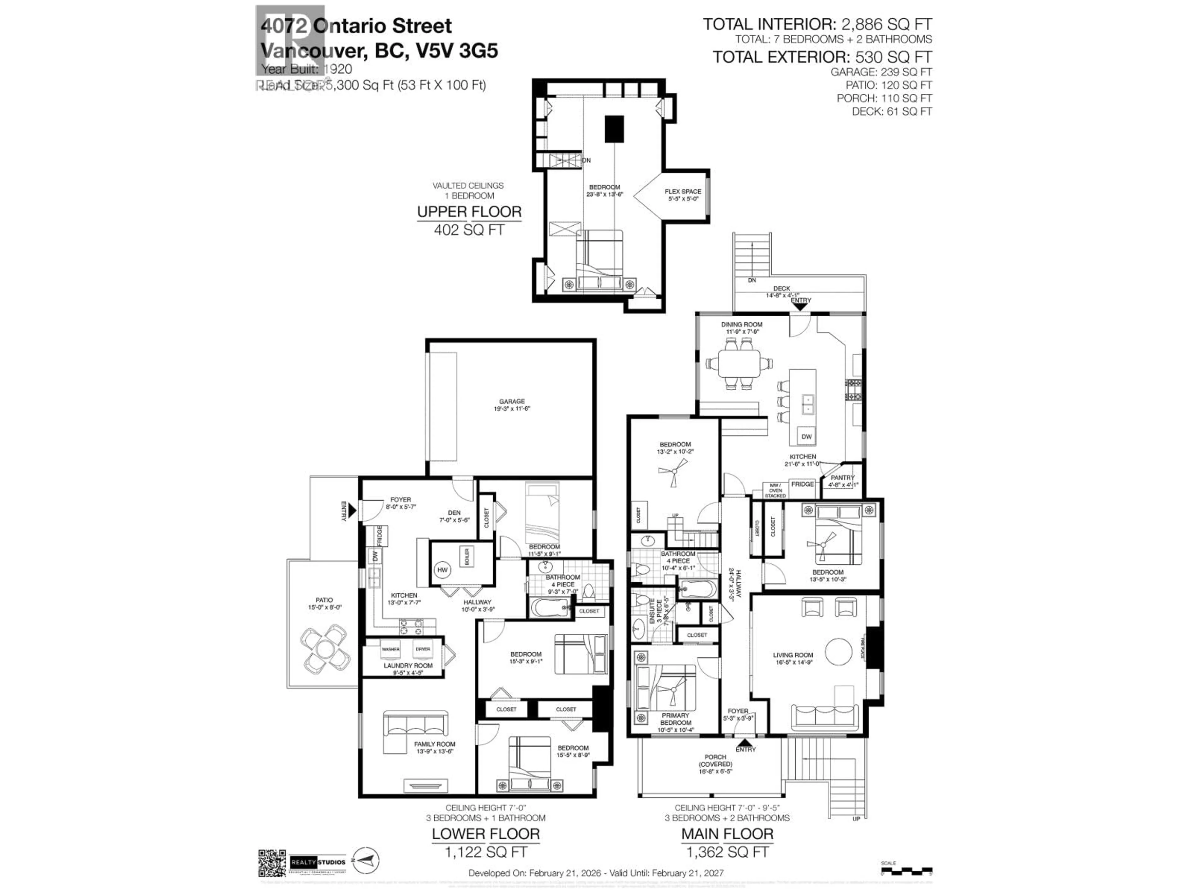 Floor plan for 4072 ONTARIO STREET, Vancouver British Columbia V5V3G5