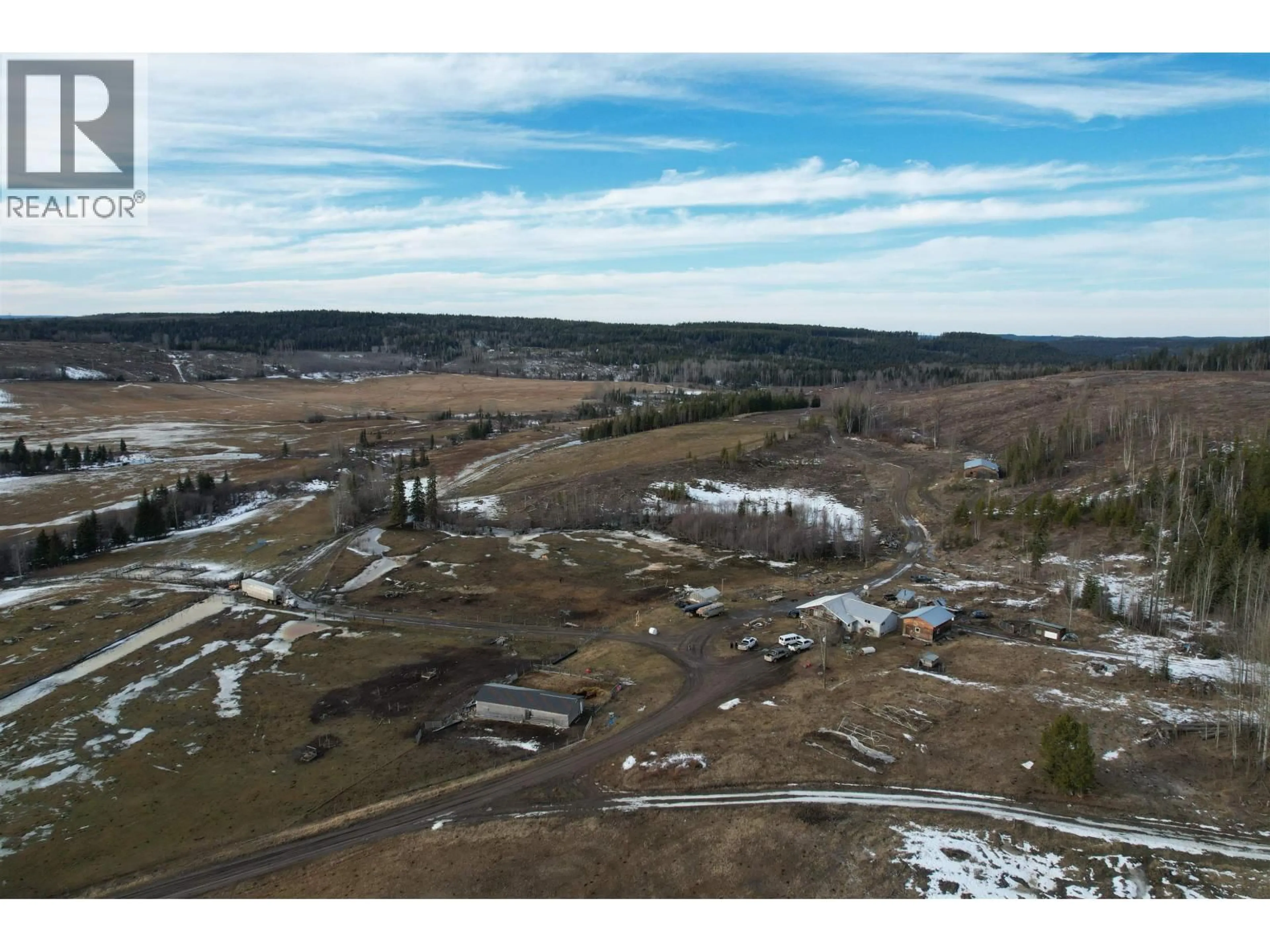 A pic from outside/outdoor area/front of a property/back of a property/a pic from drone, mountain view for 5951 CLOUSTON ROAD, Quesnel British Columbia V2J6X9