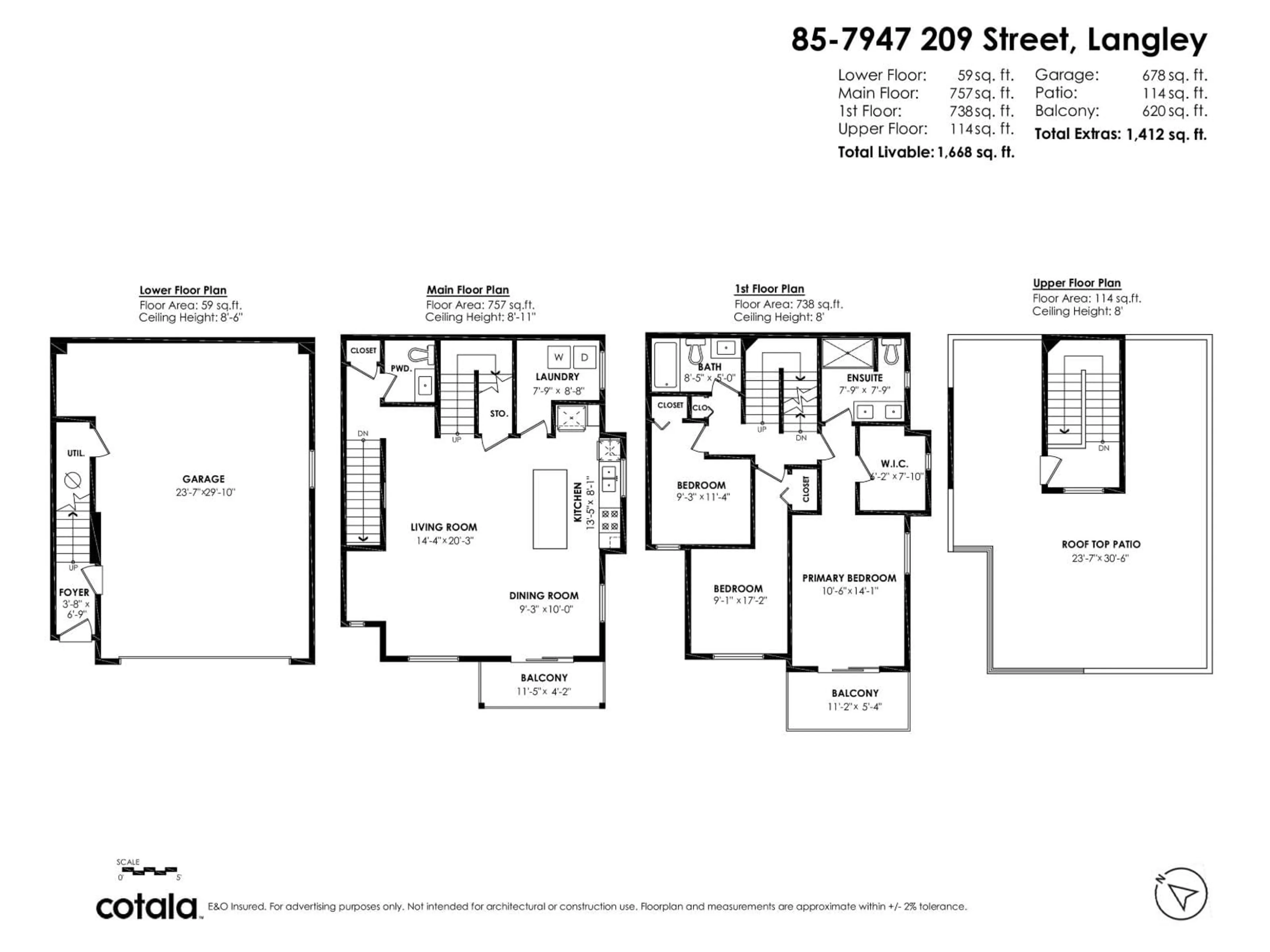 Floor plan for 85 - 7947 209 STREET, Langley British Columbia V2Y0Y6